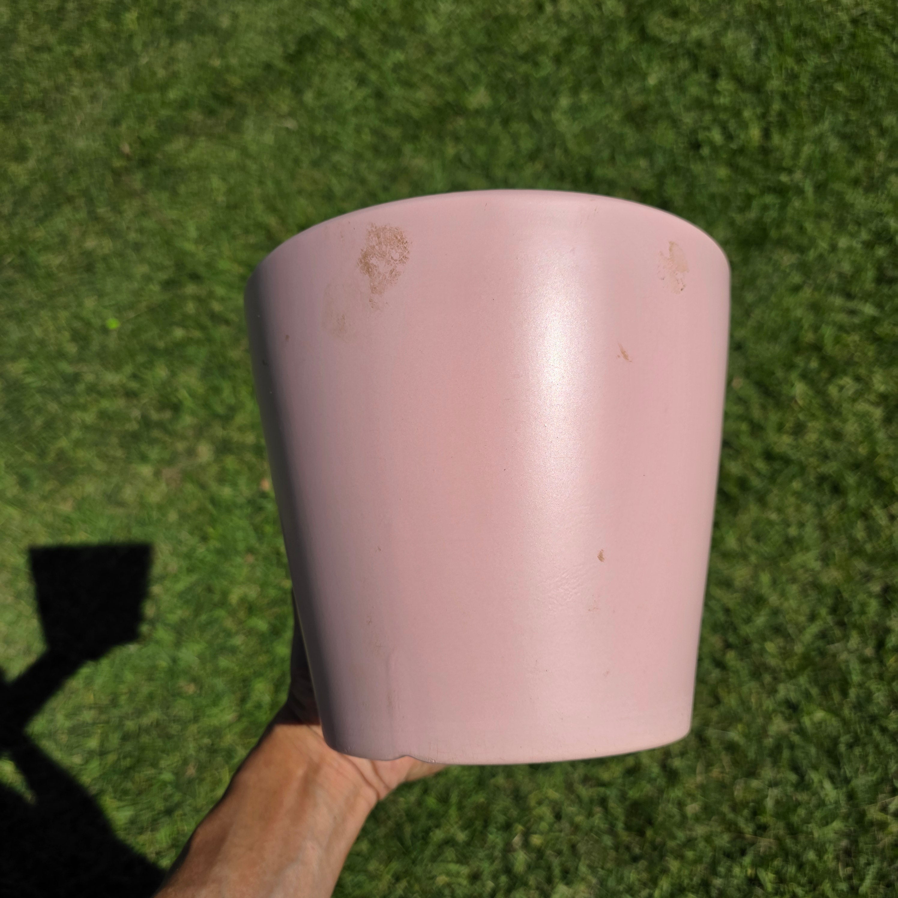 Vintage Pink Ceramic Planter Pot Mid Century Modern Minimalist China 8" Pastel