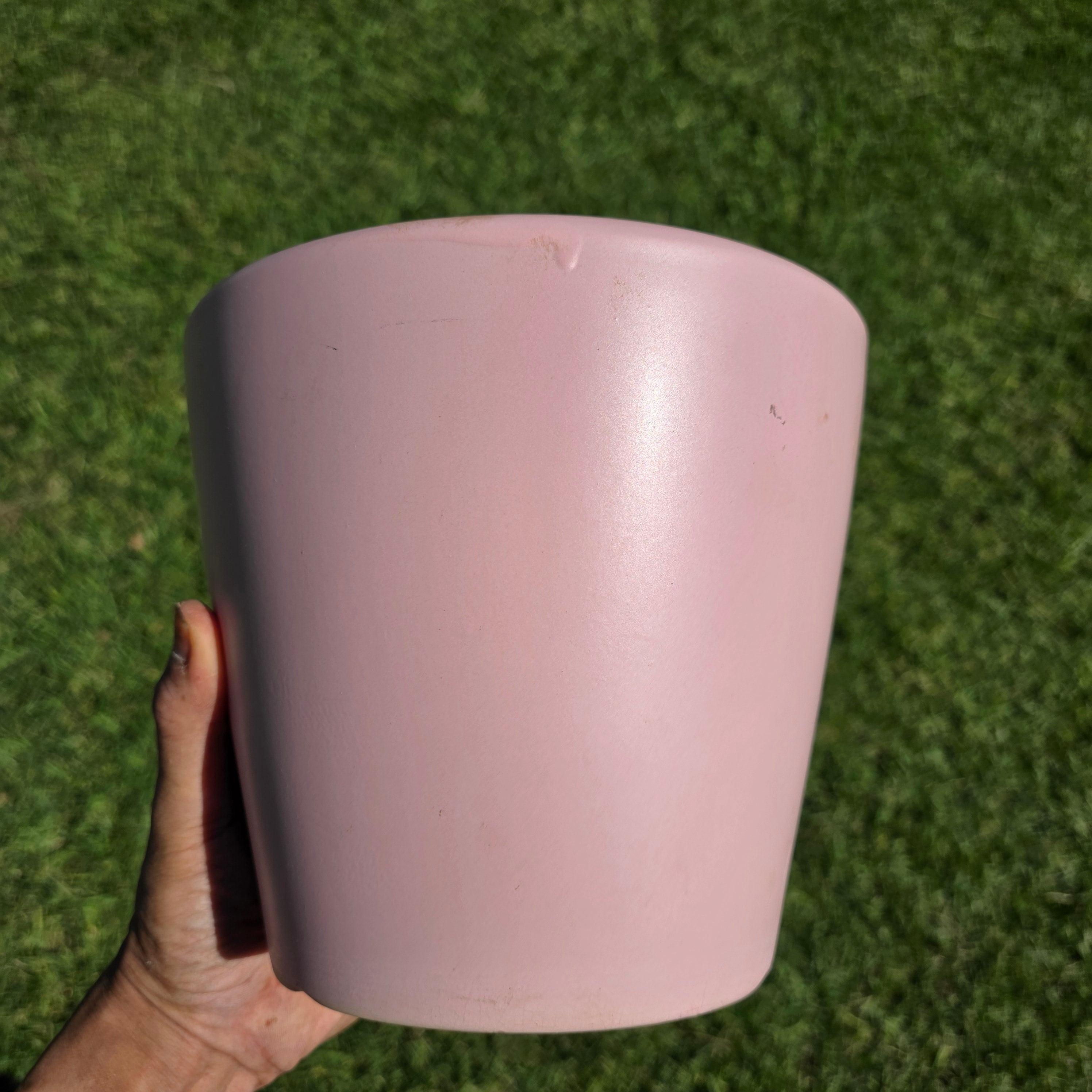 Vintage Pink Ceramic Planter Pot Mid Century Modern Minimalist China 8" Pastel