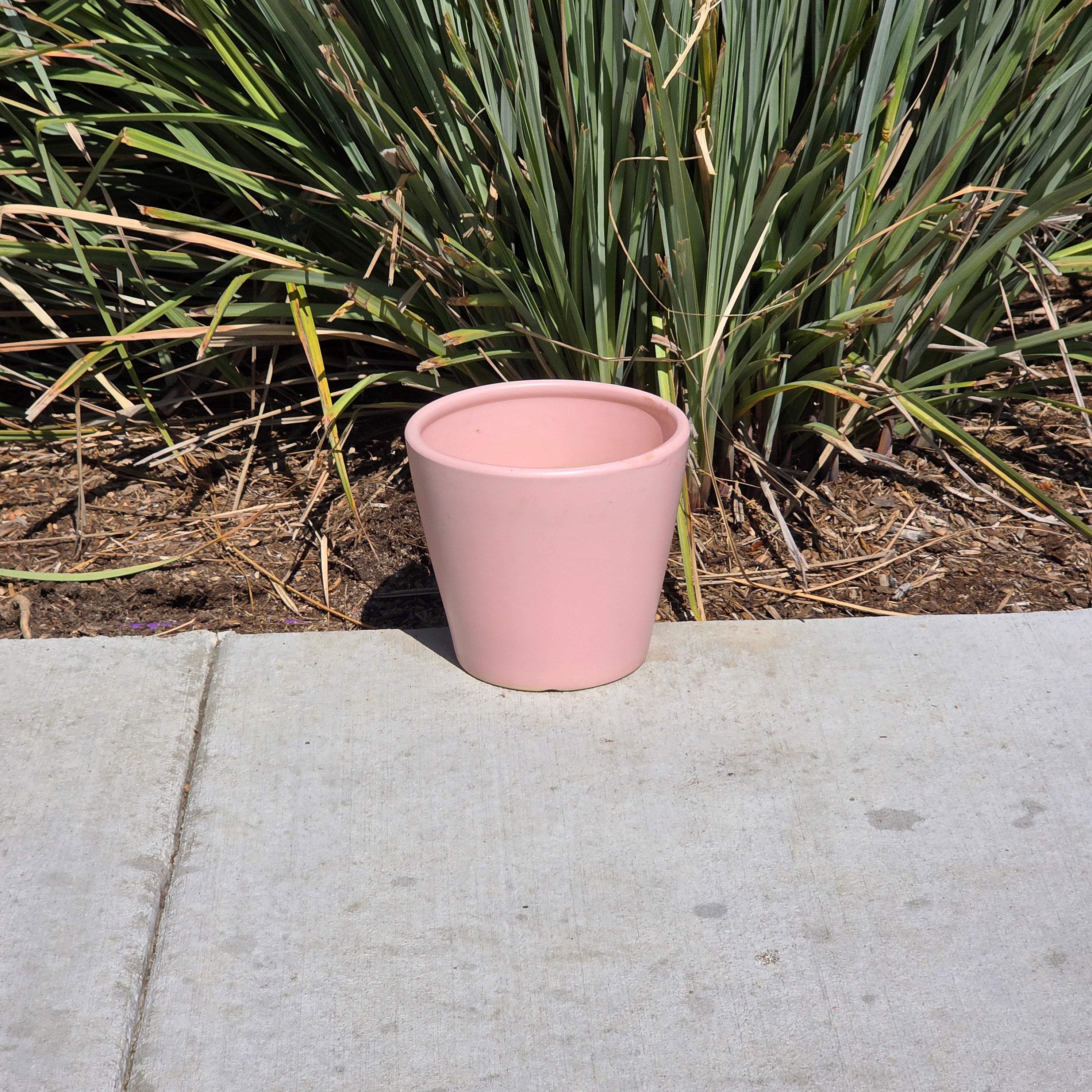 Vintage Pink Ceramic Planter Pot Mid Century Modern Minimalist China 8" Pastel