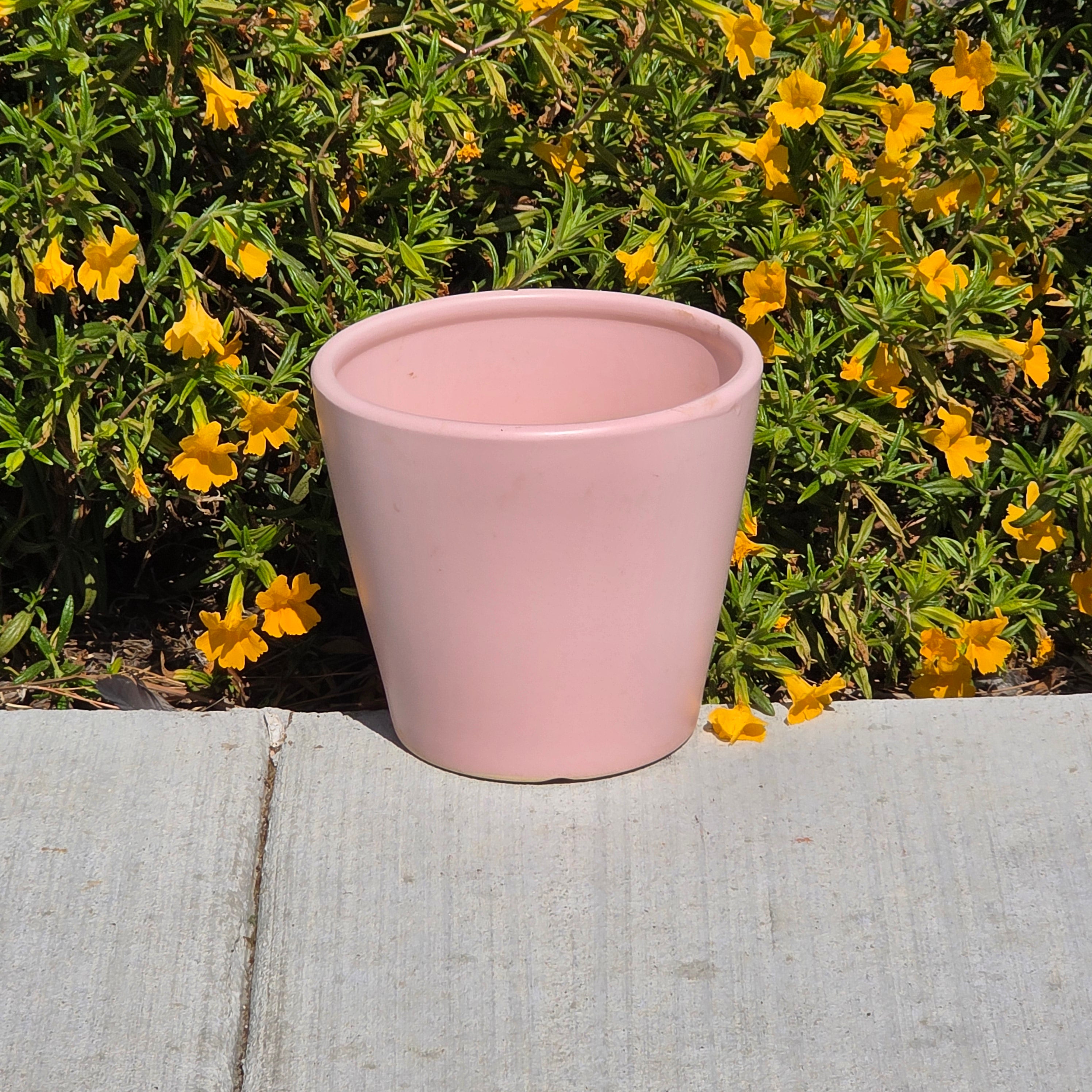 Vintage Pink Ceramic Planter Pot Mid Century Modern Minimalist China 8" Pastel