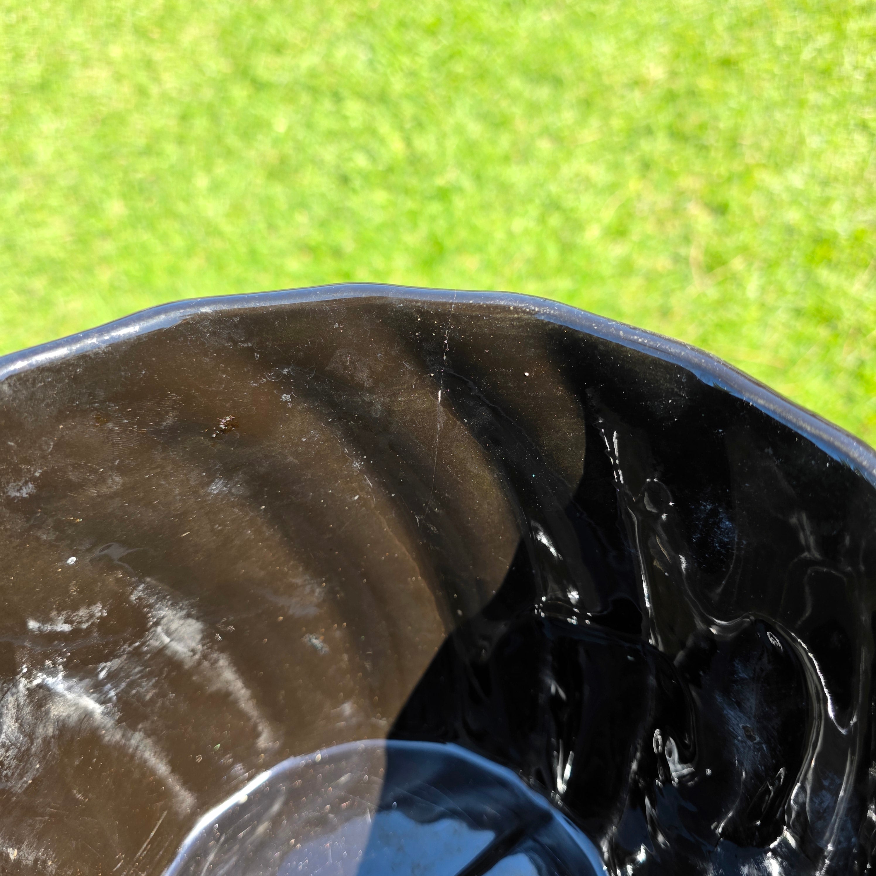 Vintage Keramos Chicago IL USA Black Swirl Planter Mid Century Pottery DS-8