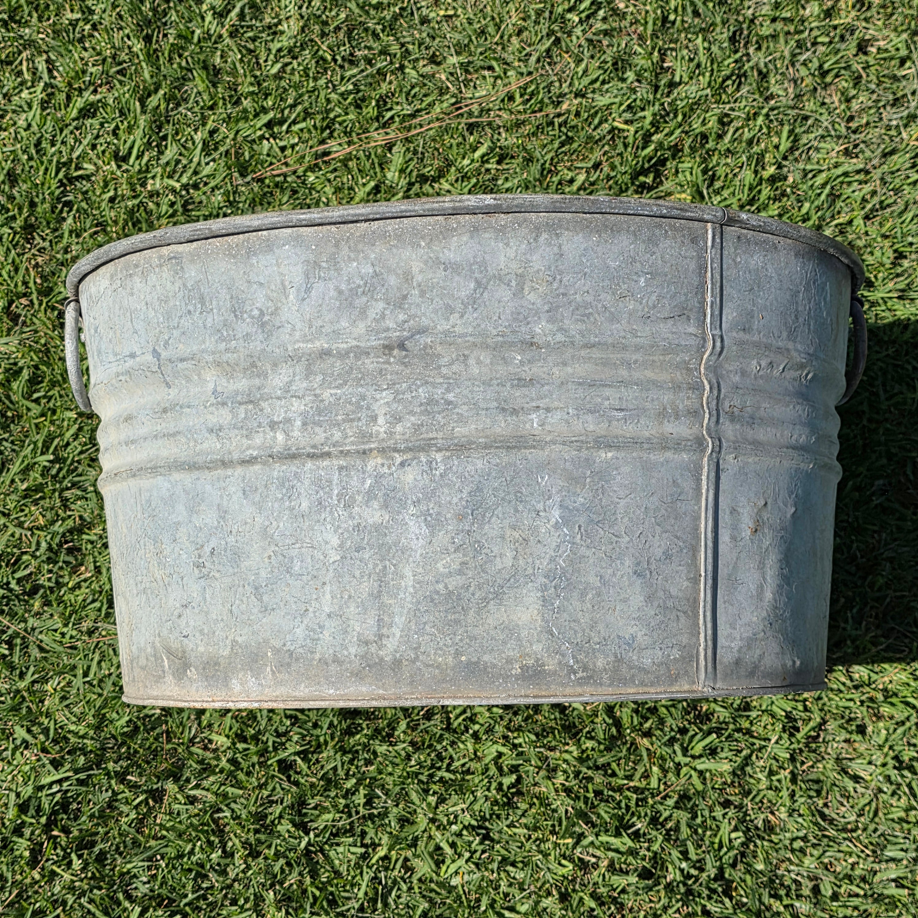 Vintage Galvanized Metal Wash Tub Planter Round Large 20" Herb Garden Rustic Pot
