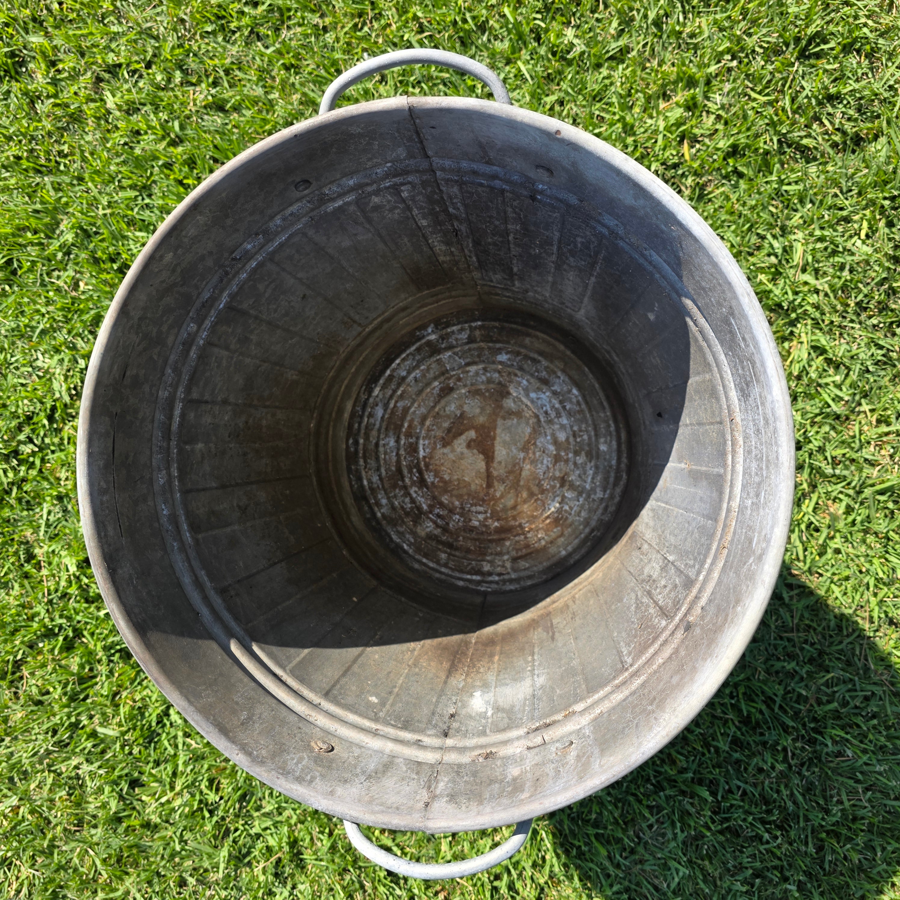 Vintage Galvanized Steel Ash Can with Lid 10 Gallon Rustic Fireplace Wood Storage