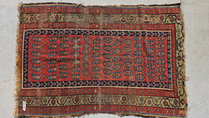 Antique Beshir Style Ersari Rug 58x42 Boteh Paisley Tribal Afghan Turkmen 1900s