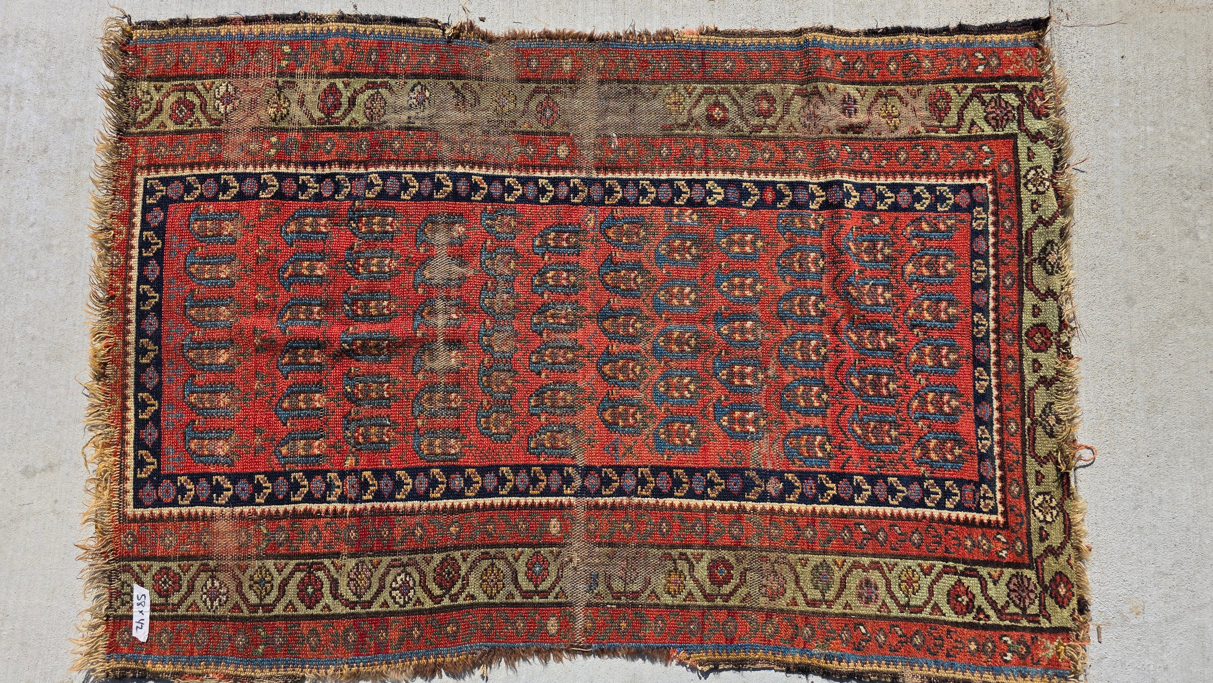 Antique Beshir Style Ersari Rug 58x42 Boteh Paisley Tribal Afghan Turkmen 1900s