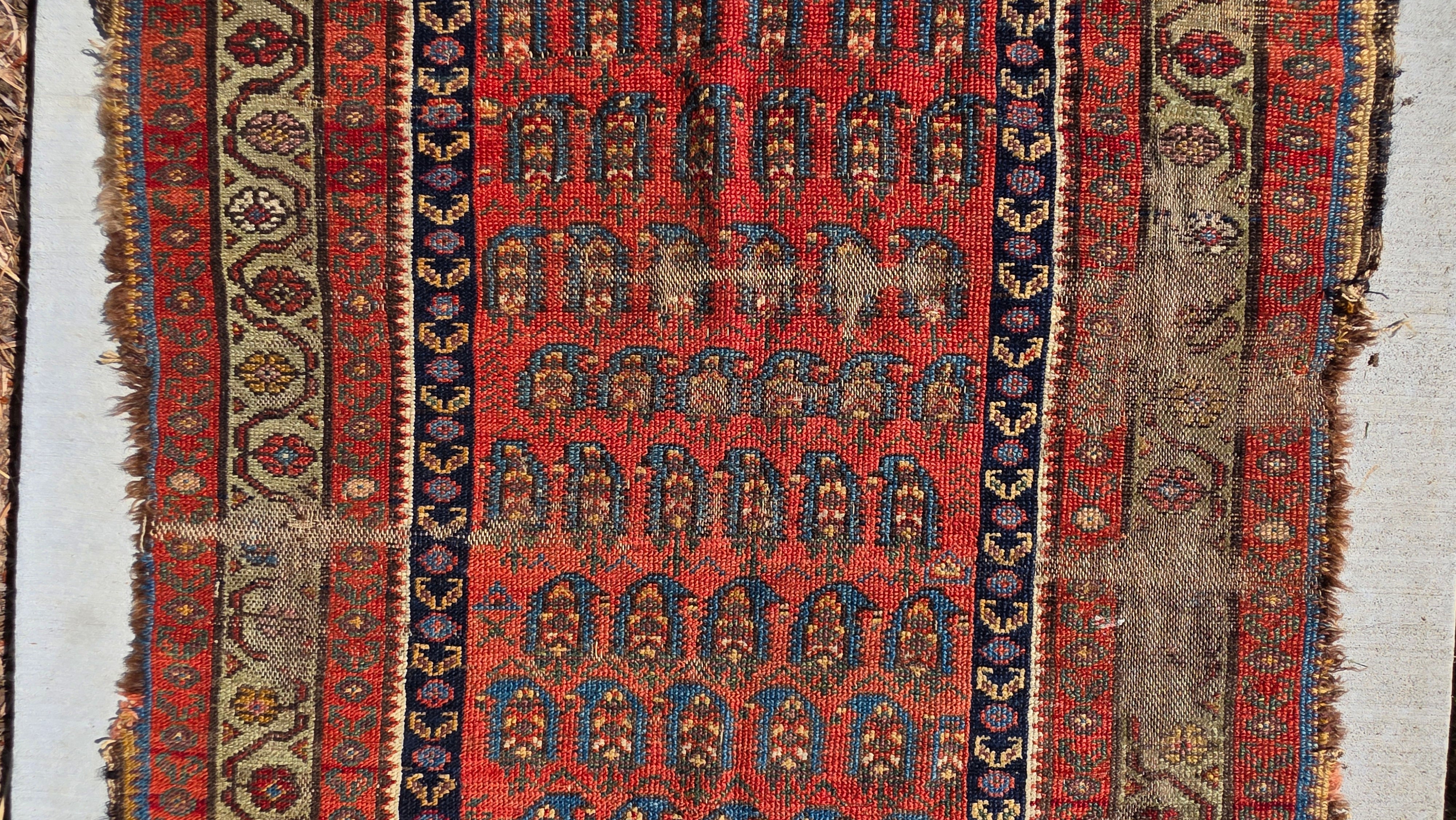 Antique Beshir Style Ersari Rug 58x42 Boteh Paisley Tribal Afghan Turkmen 1900s