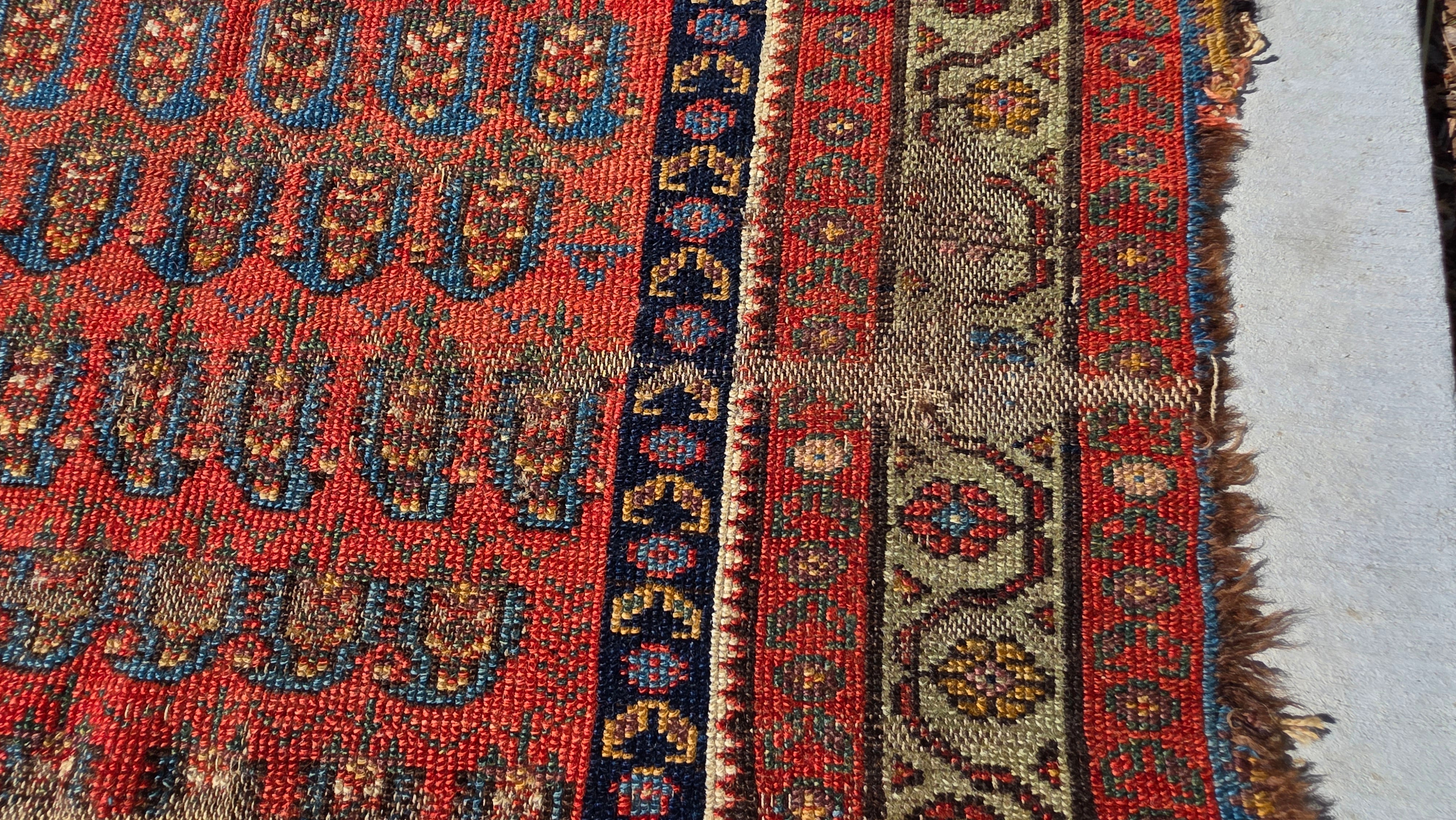 Antique Beshir Style Ersari Rug 58x42 Boteh Paisley Tribal Afghan Turkmen 1900s