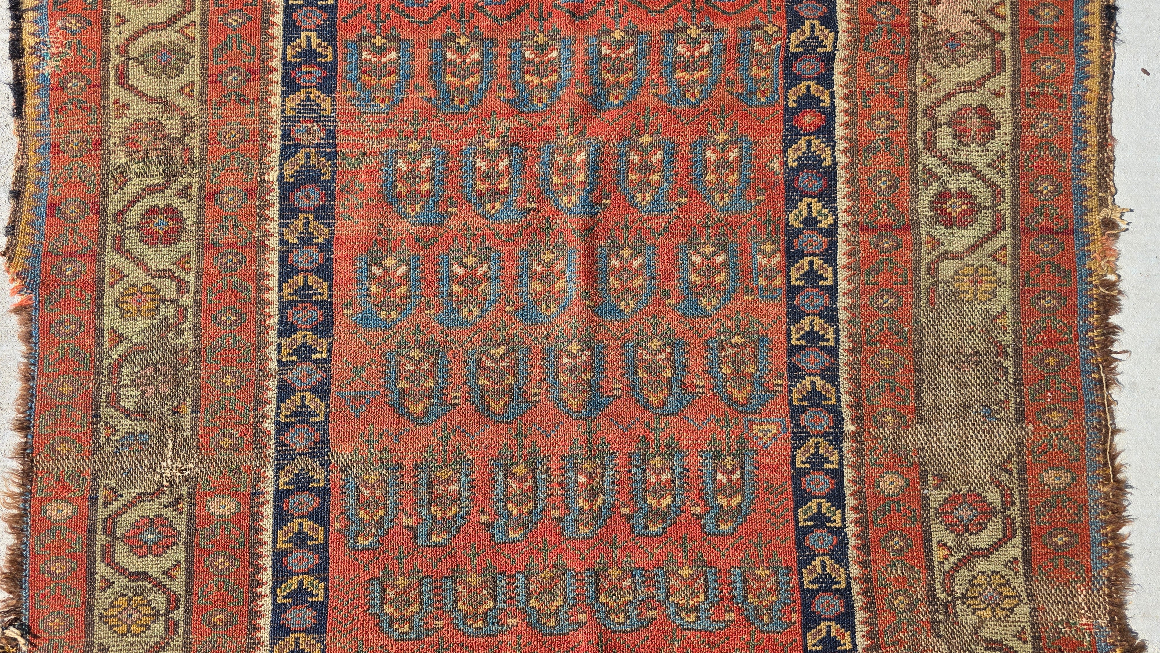 Antique Beshir Style Ersari Rug 58x42 Boteh Paisley Tribal Afghan Turkmen 1900s