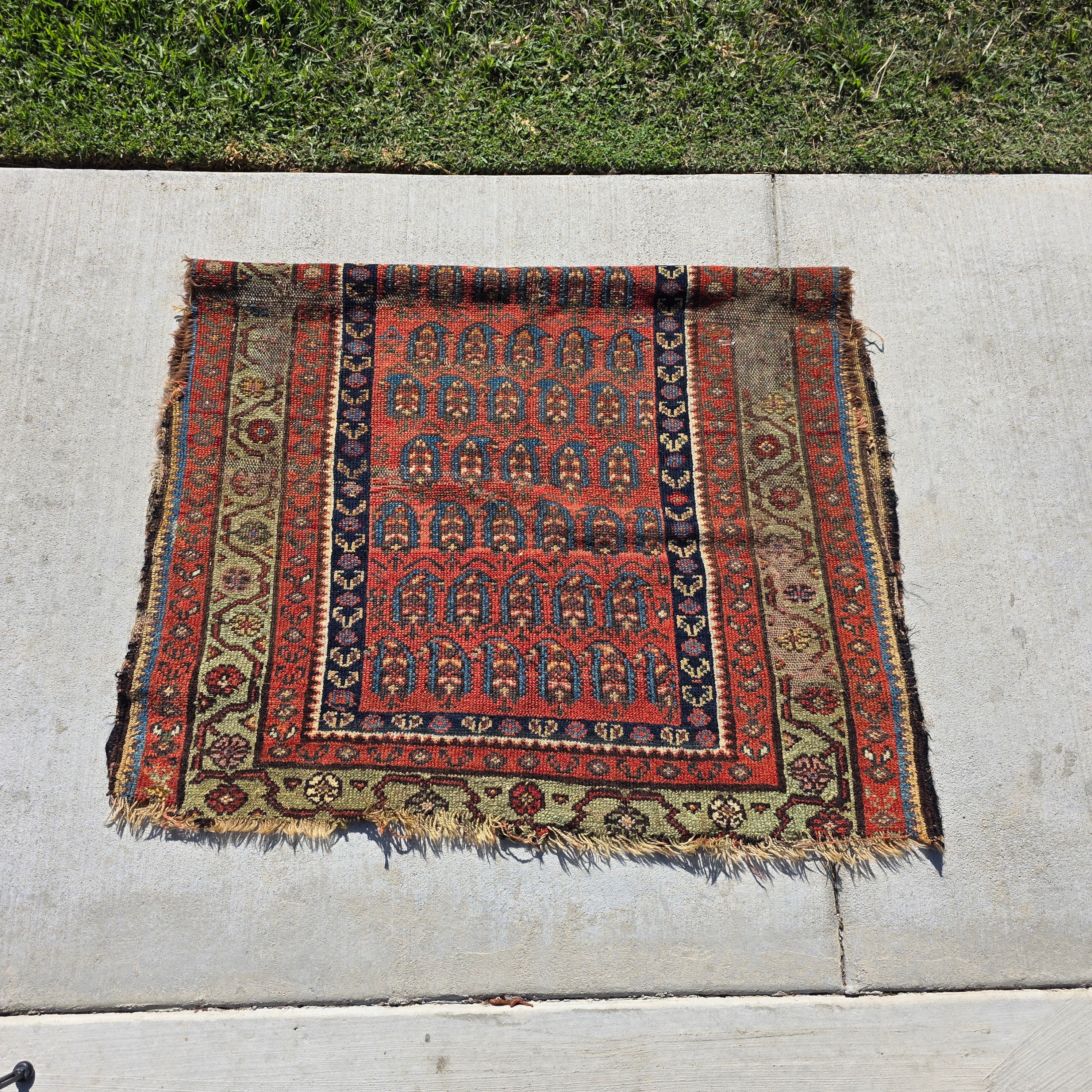 Antique Beshir Style Ersari Rug 58x42 Boteh Paisley Tribal Afghan Turkmen 1900s