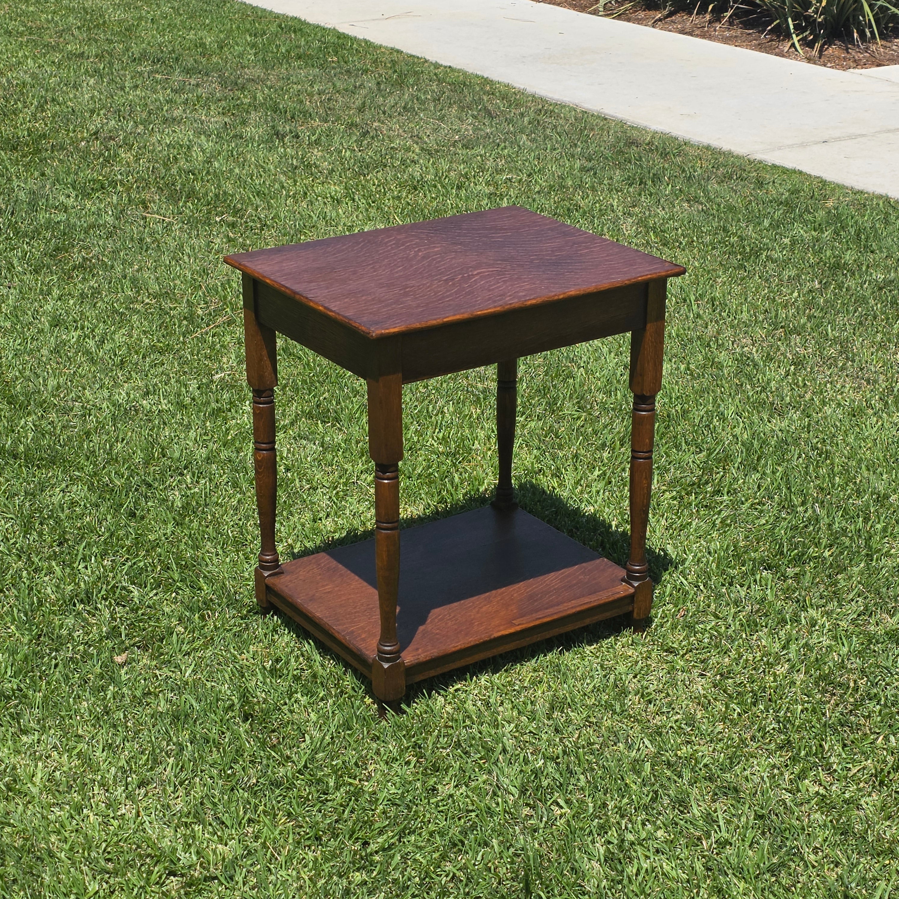Authentic 1910 English Edwardian Side Table Tiger Oak No Screws Hand-Crafted