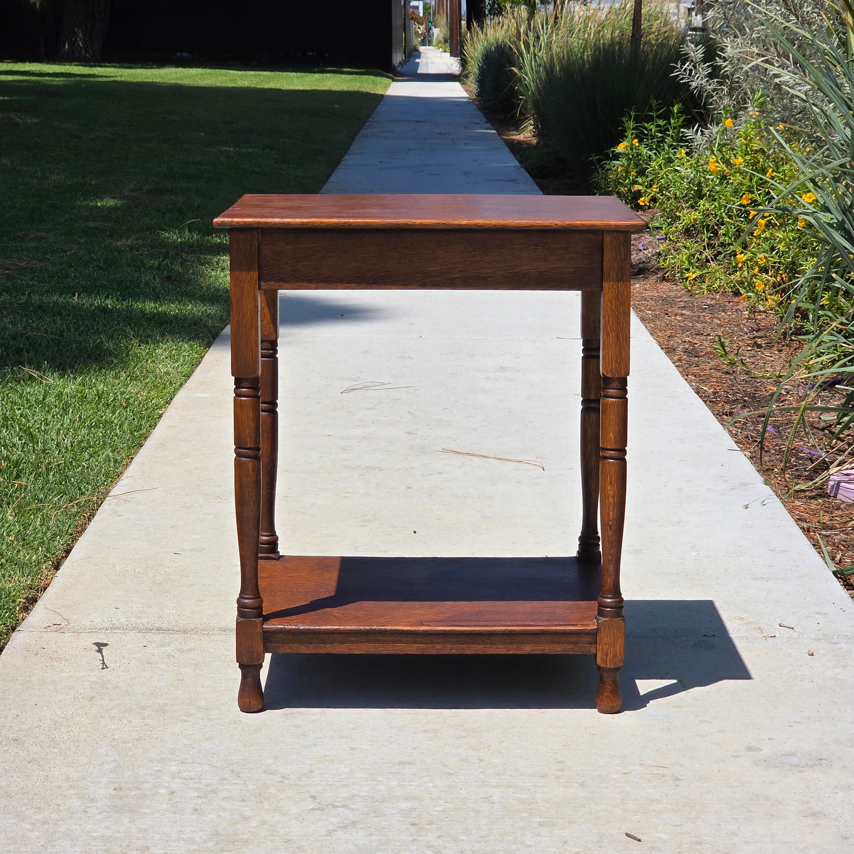Authentic 1910 English Edwardian Side Table Tiger Oak No Screws Hand-Crafted