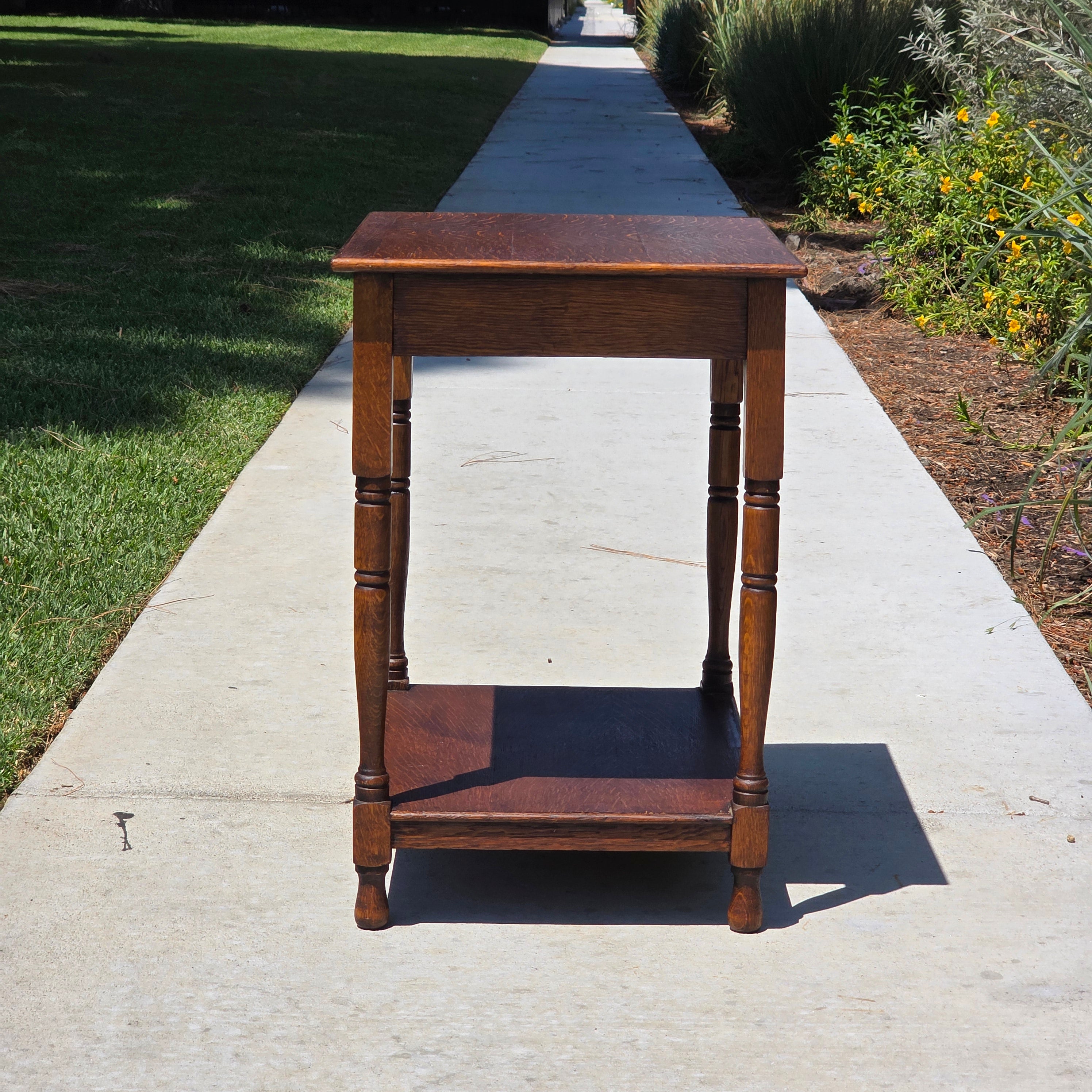 Authentic 1910 English Edwardian Side Table Tiger Oak No Screws Hand-Crafted
