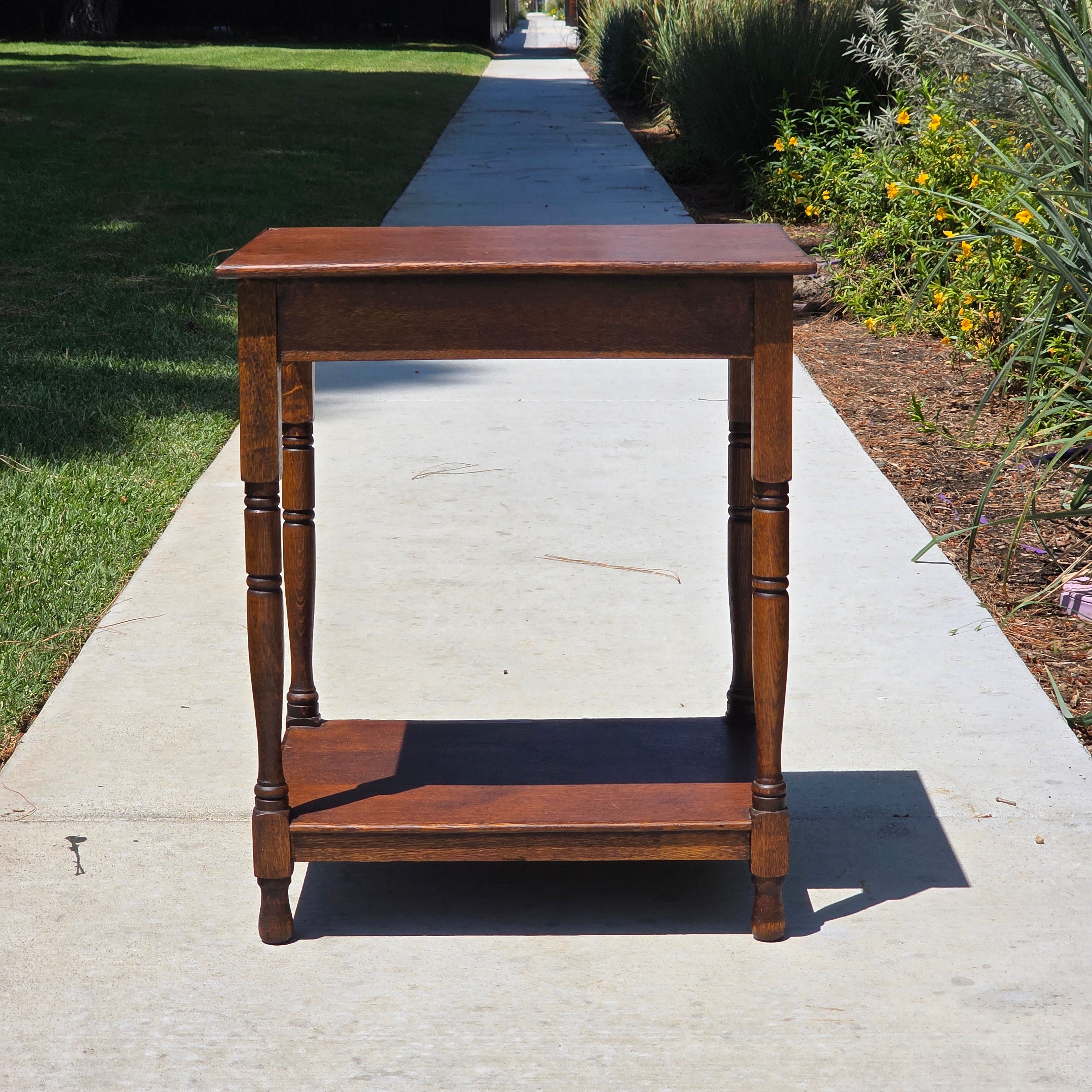 Authentic 1910 English Edwardian Side Table Tiger Oak No Screws Hand-Crafted