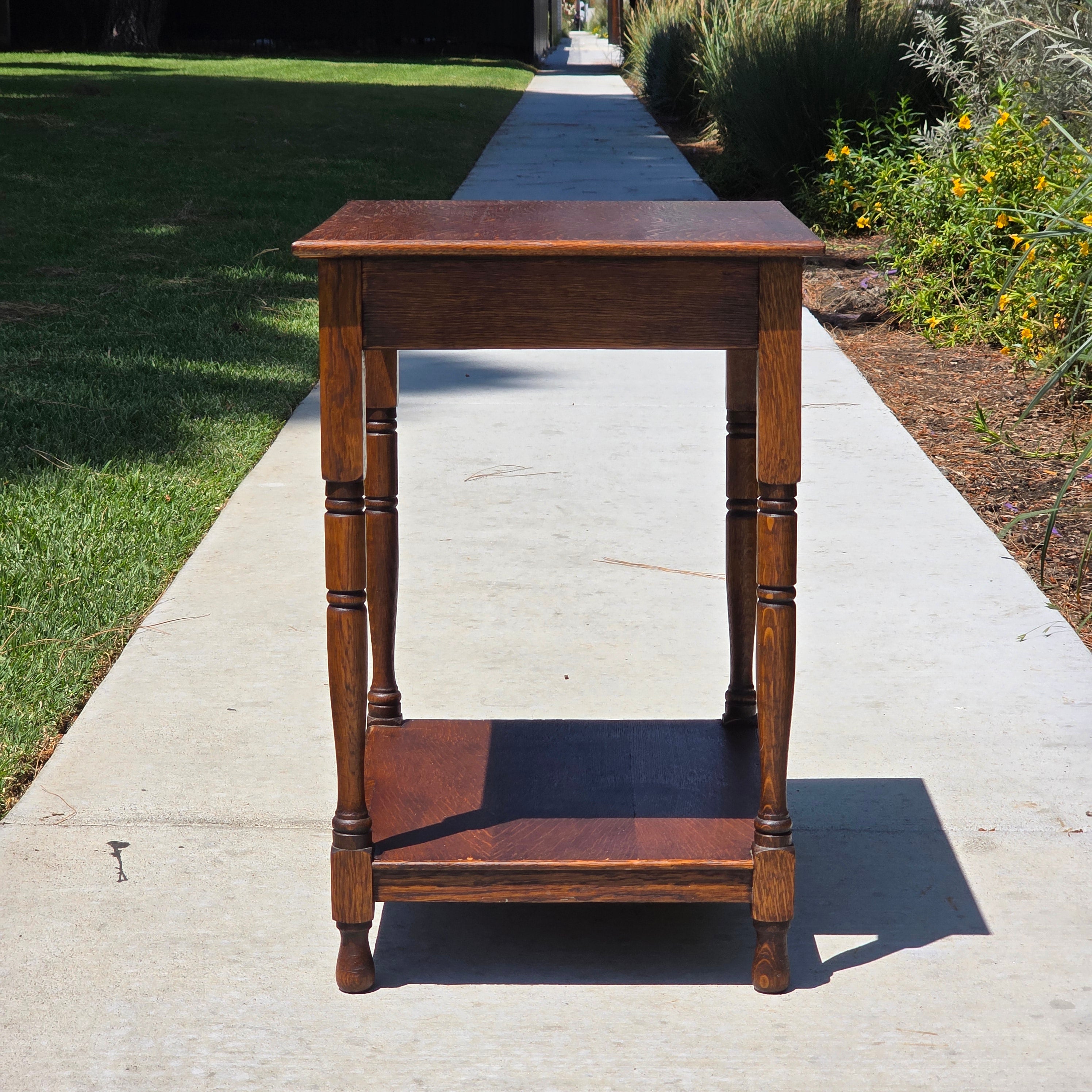 Authentic 1910 English Edwardian Side Table Tiger Oak No Screws Hand-Crafted
