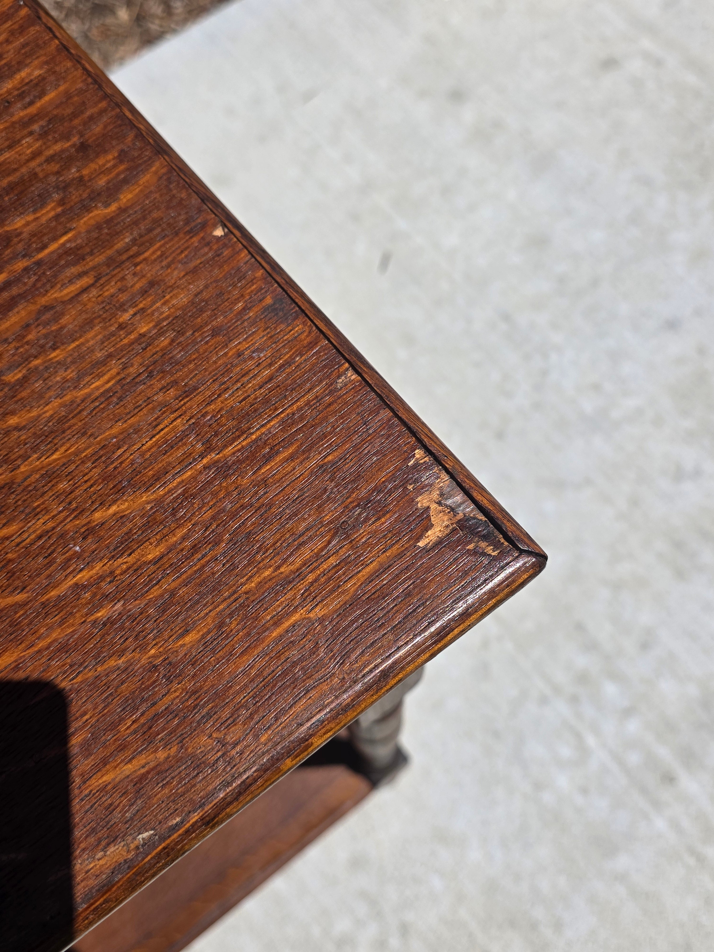 Authentic 1910 English Edwardian Side Table Tiger Oak No Screws Hand-Crafted