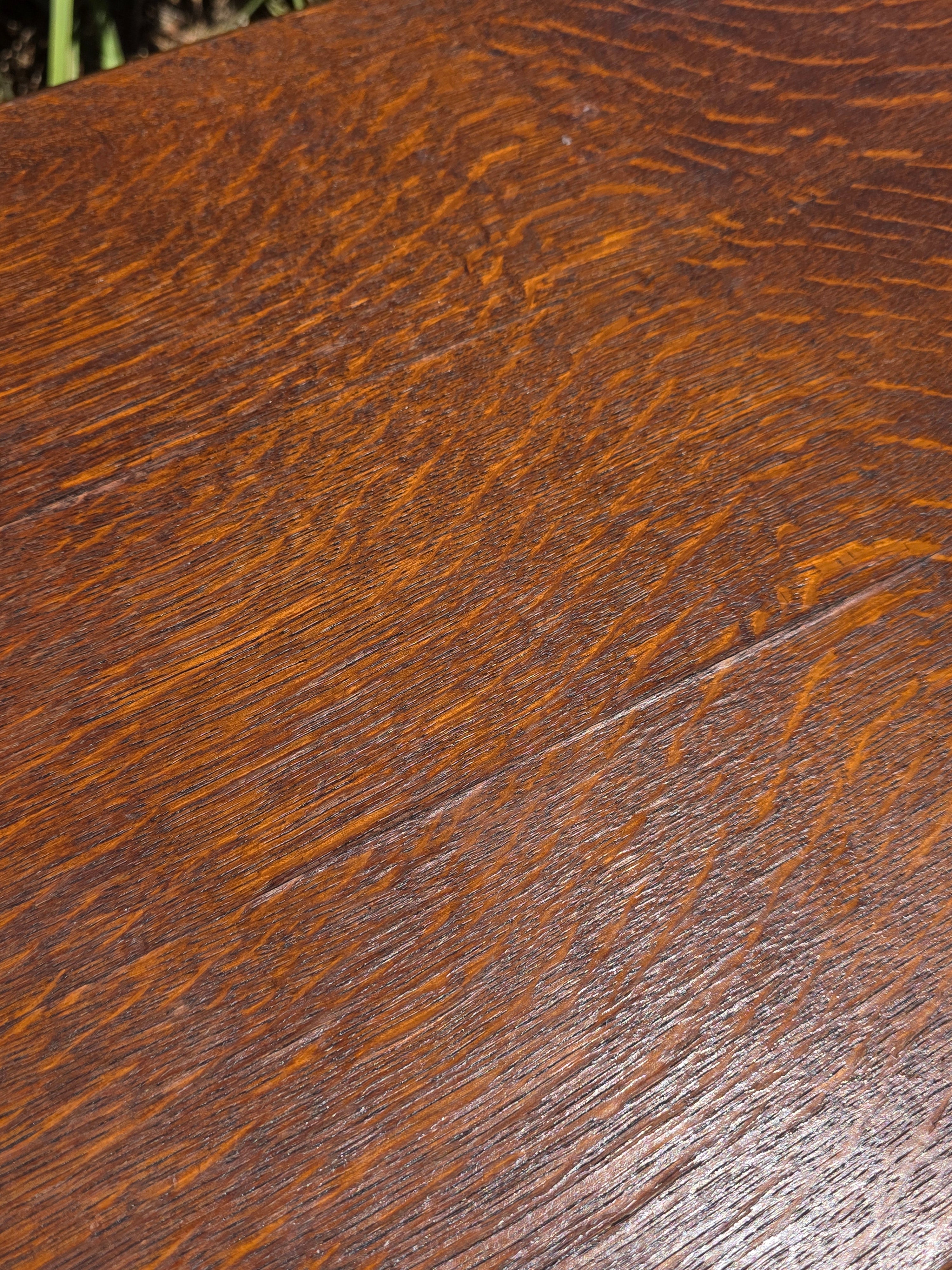 Authentic 1910 English Edwardian Side Table Tiger Oak No Screws Hand-Crafted
