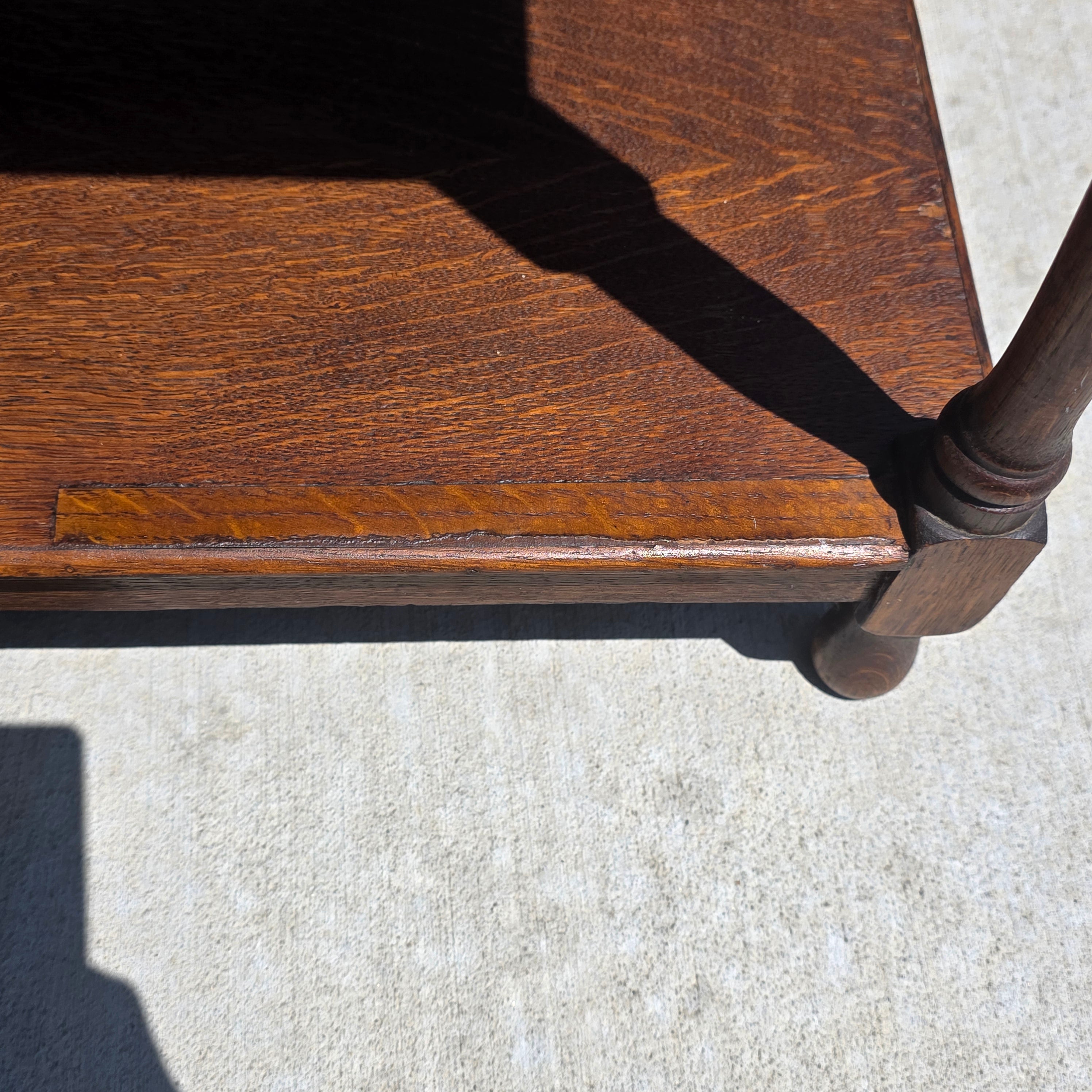 Authentic 1910 English Edwardian Side Table Tiger Oak No Screws Hand-Crafted