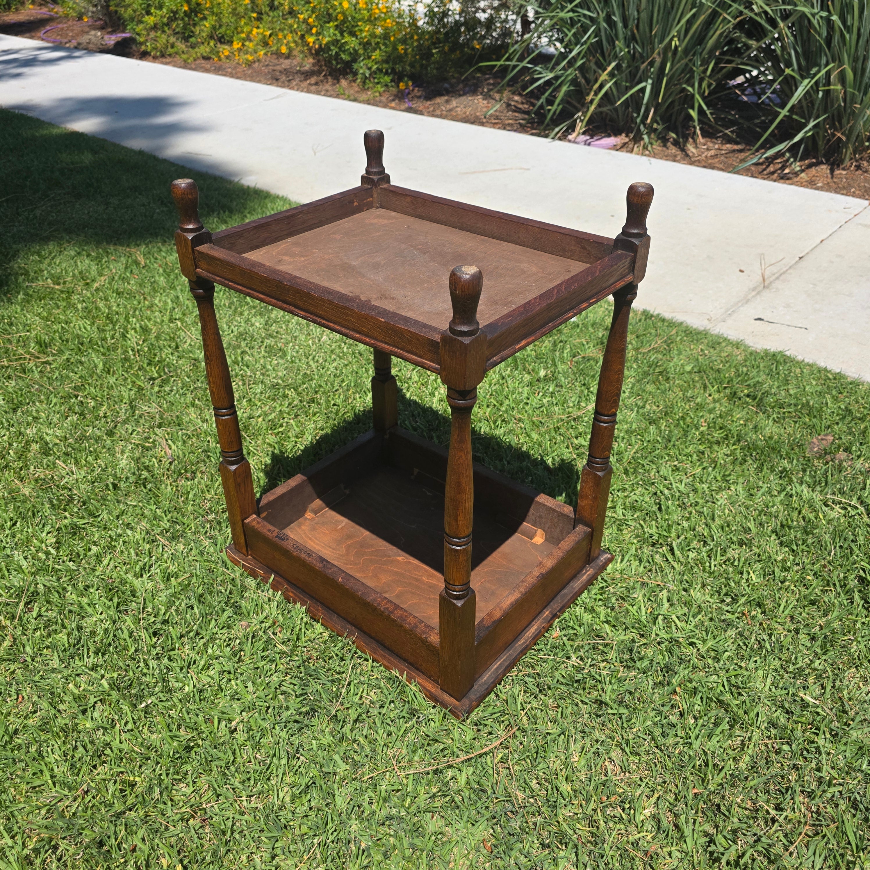 Authentic 1910 English Edwardian Side Table Tiger Oak No Screws Hand-Crafted