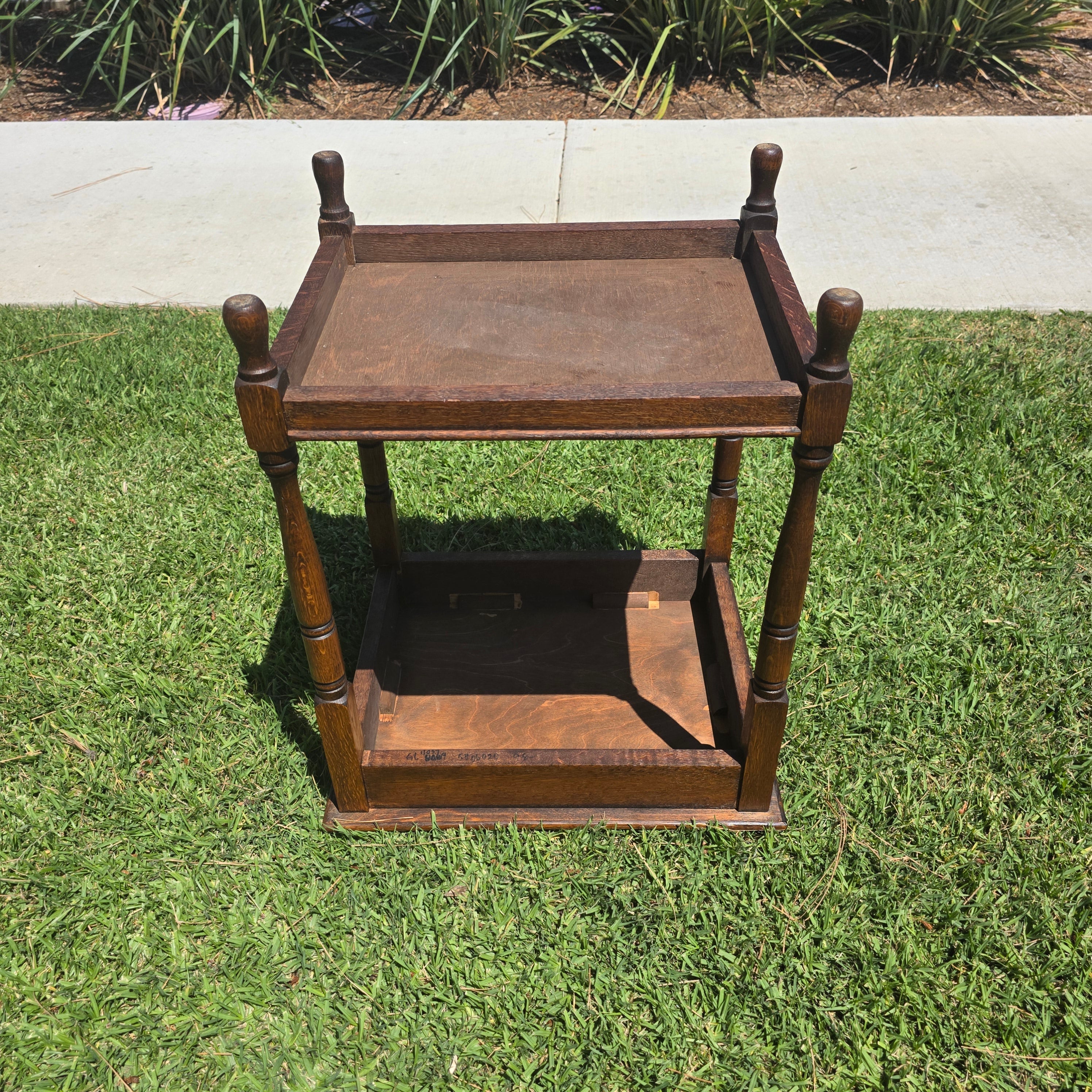 Authentic 1910 English Edwardian Side Table Tiger Oak No Screws Hand-Crafted