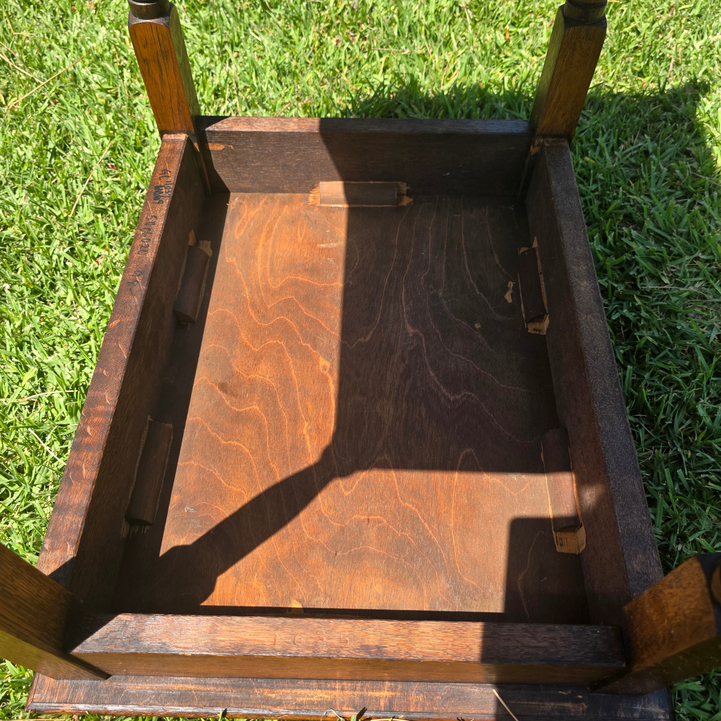 Authentic 1910 English Edwardian Side Table Tiger Oak No Screws Hand-Crafted