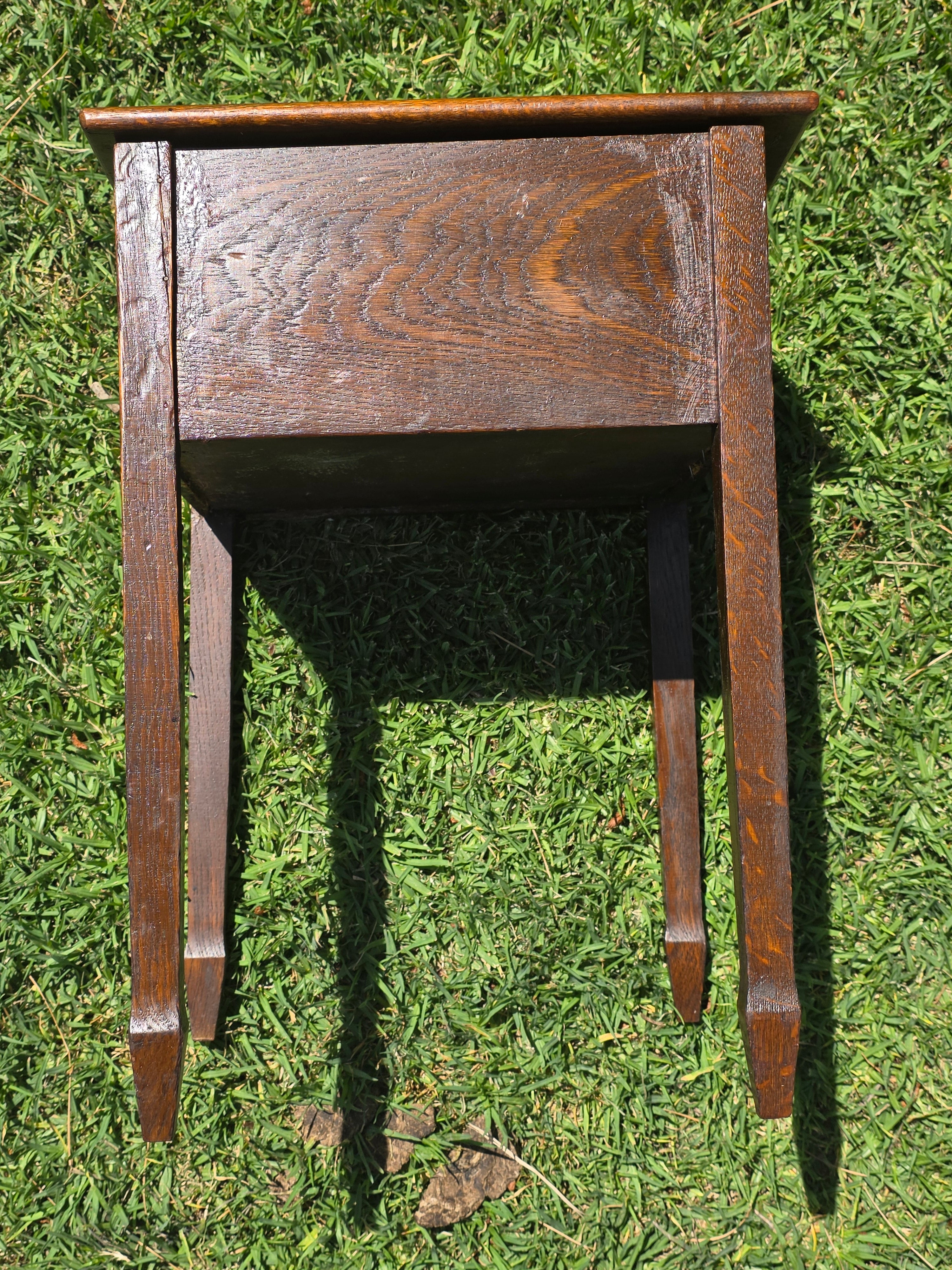Antique Late Victorian Sewing Box Table 1890s English Tiger Oak Work Box Storage