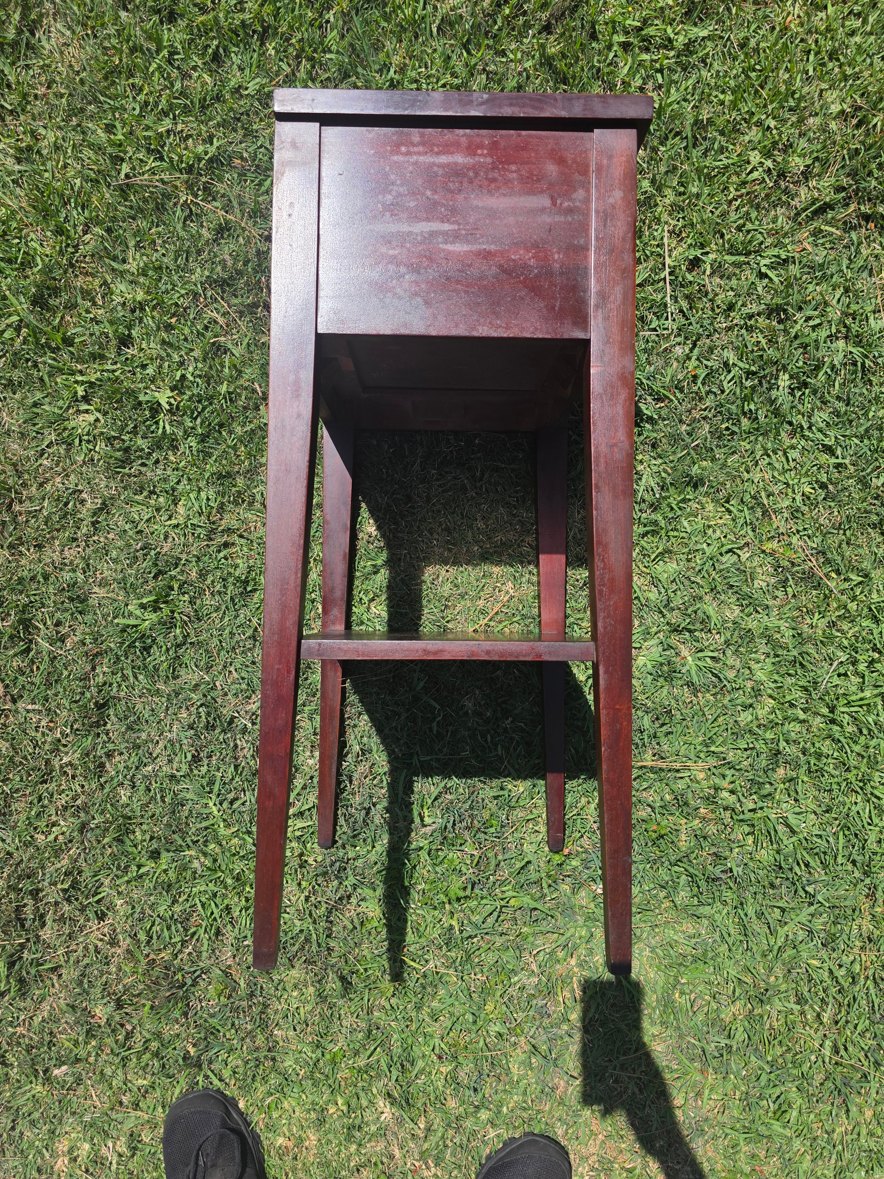 Antique Federal Style Mahogany Side Table Nightstand Tapered Legs Drawer 29"H