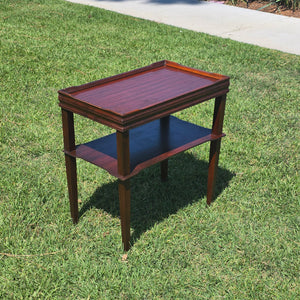 Vintage Mahogany 2-Tier Side Table Nightstand Tray Top Teacart Knockdown Brown
