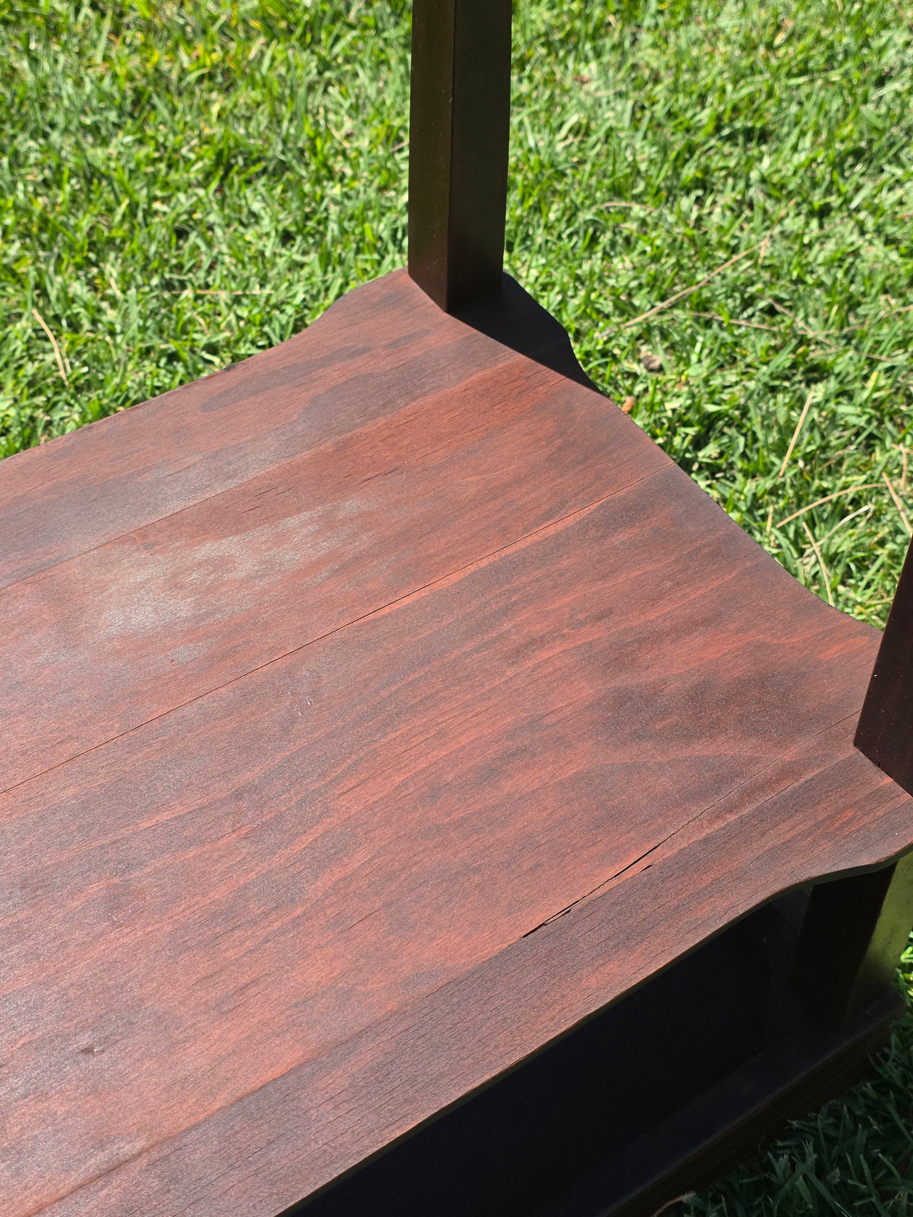 Vintage Mahogany 2-Tier Side Table Nightstand Tray Top Teacart Knockdown Brown