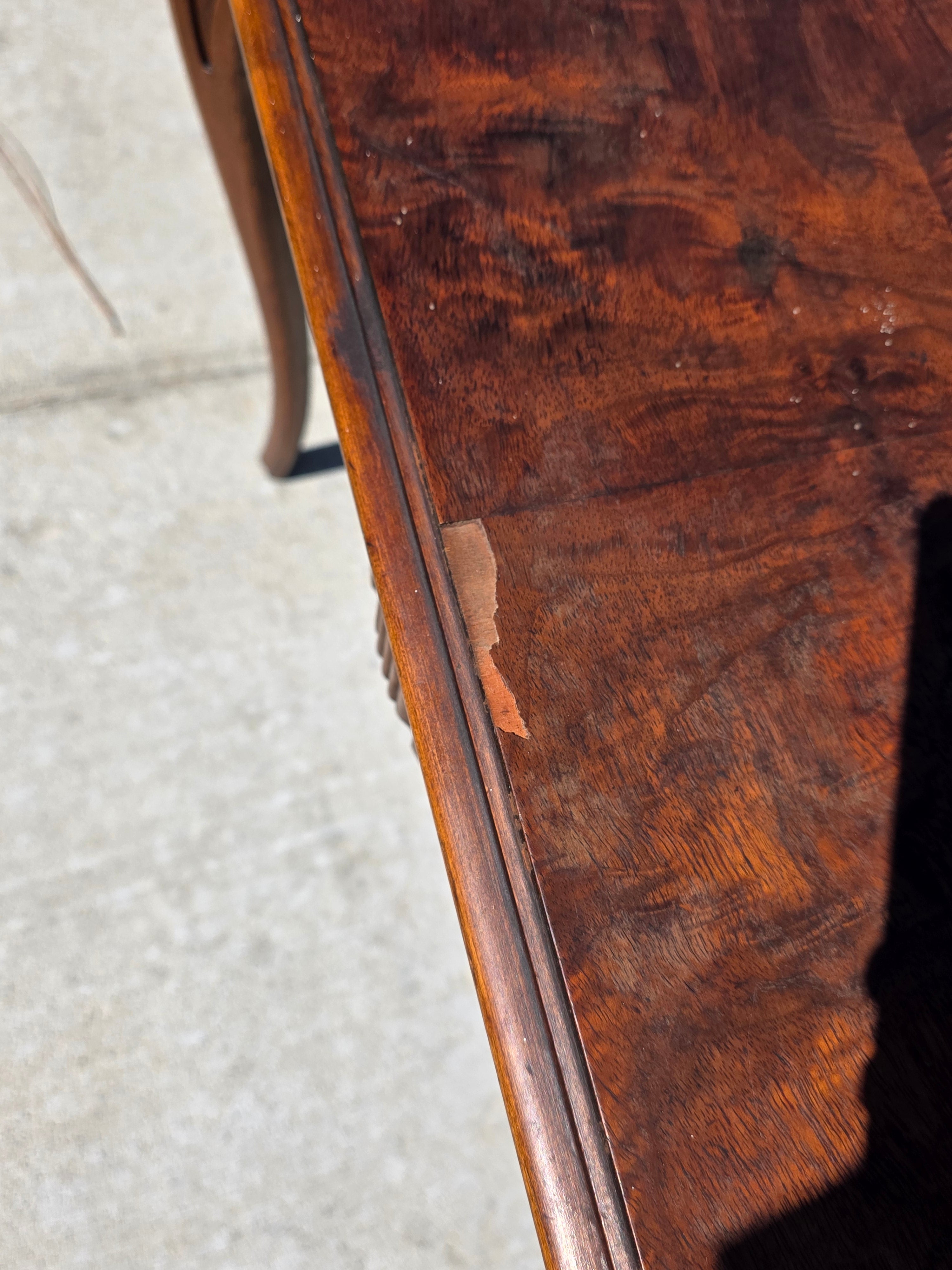 Vintage French Queen Anne Console Table Wood Accent Inlay Cabriole Leg 26" Small