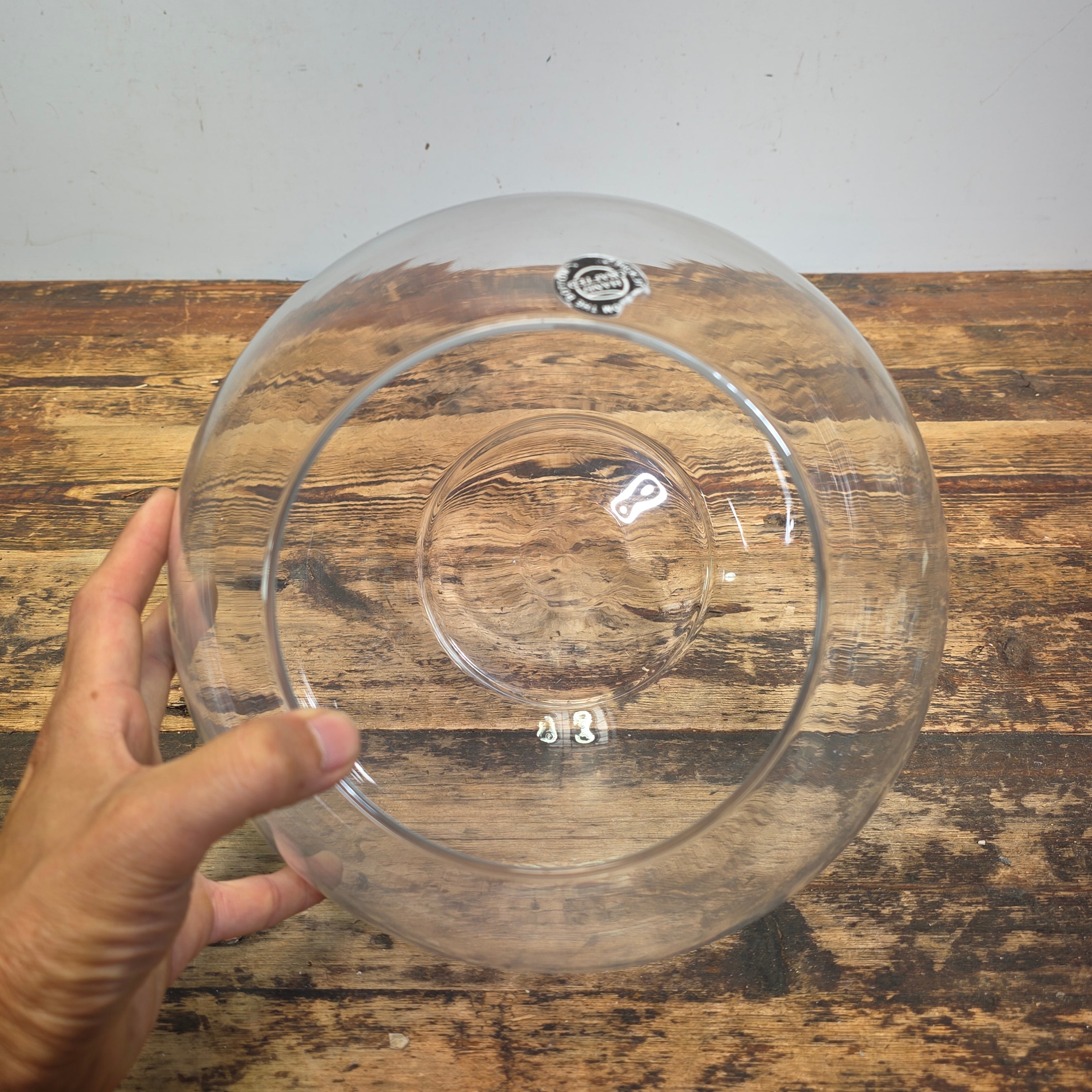 Vintage Hand Blown Glass Fish Bowl Bubble Vase Terrarium Handcrafted Clear 9"
