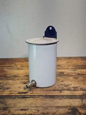 Vintage French Enamel Lavabo Water Dispenser Fountain Tank Wall Hanging (Leaks)
