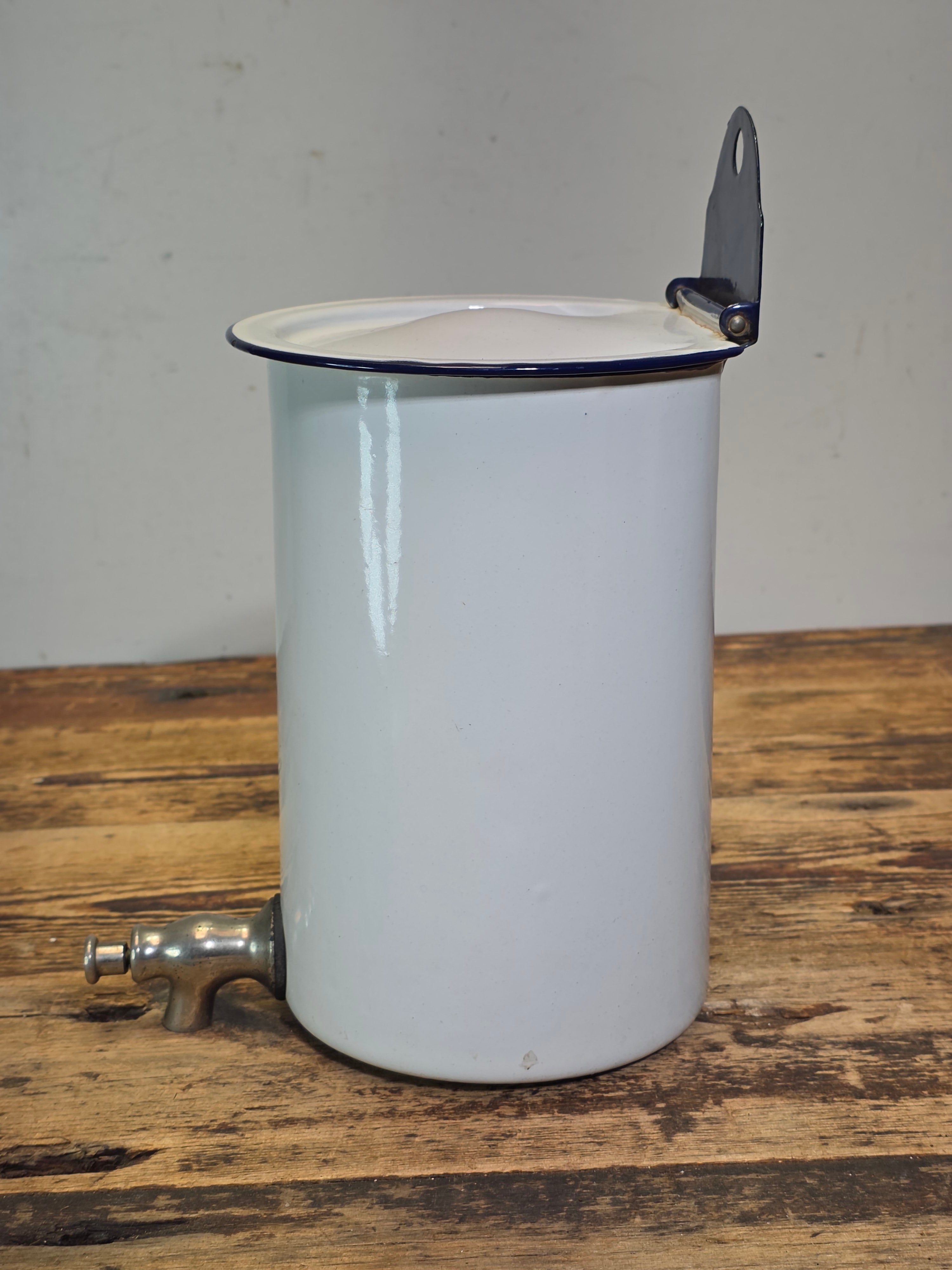 Vintage French Enamel Lavabo Water Dispenser Fountain Tank Wall Hanging (Leaks)