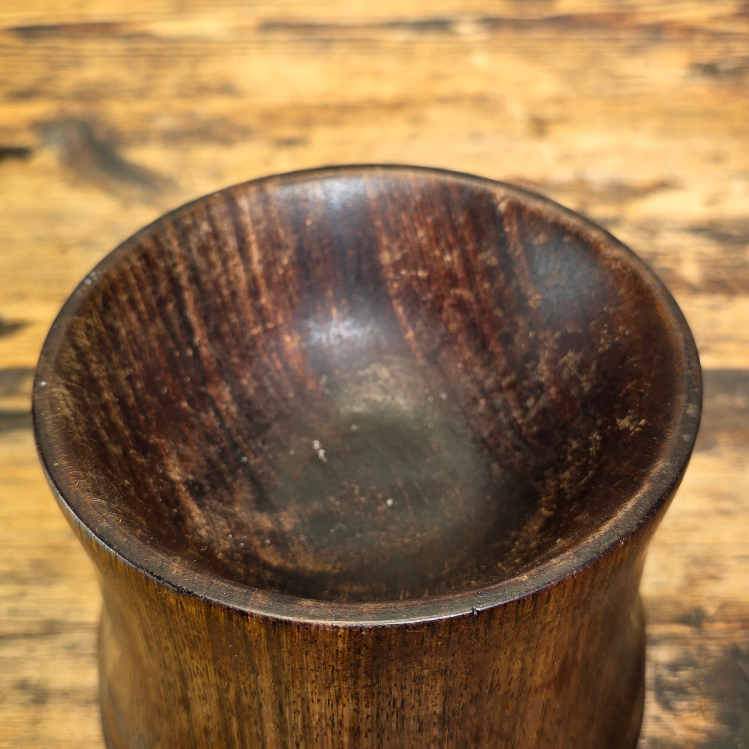 Vintage Wood Mortar & Pestle Set Signed JR Farmhouse Primitive Herb Grinder 4.5"
