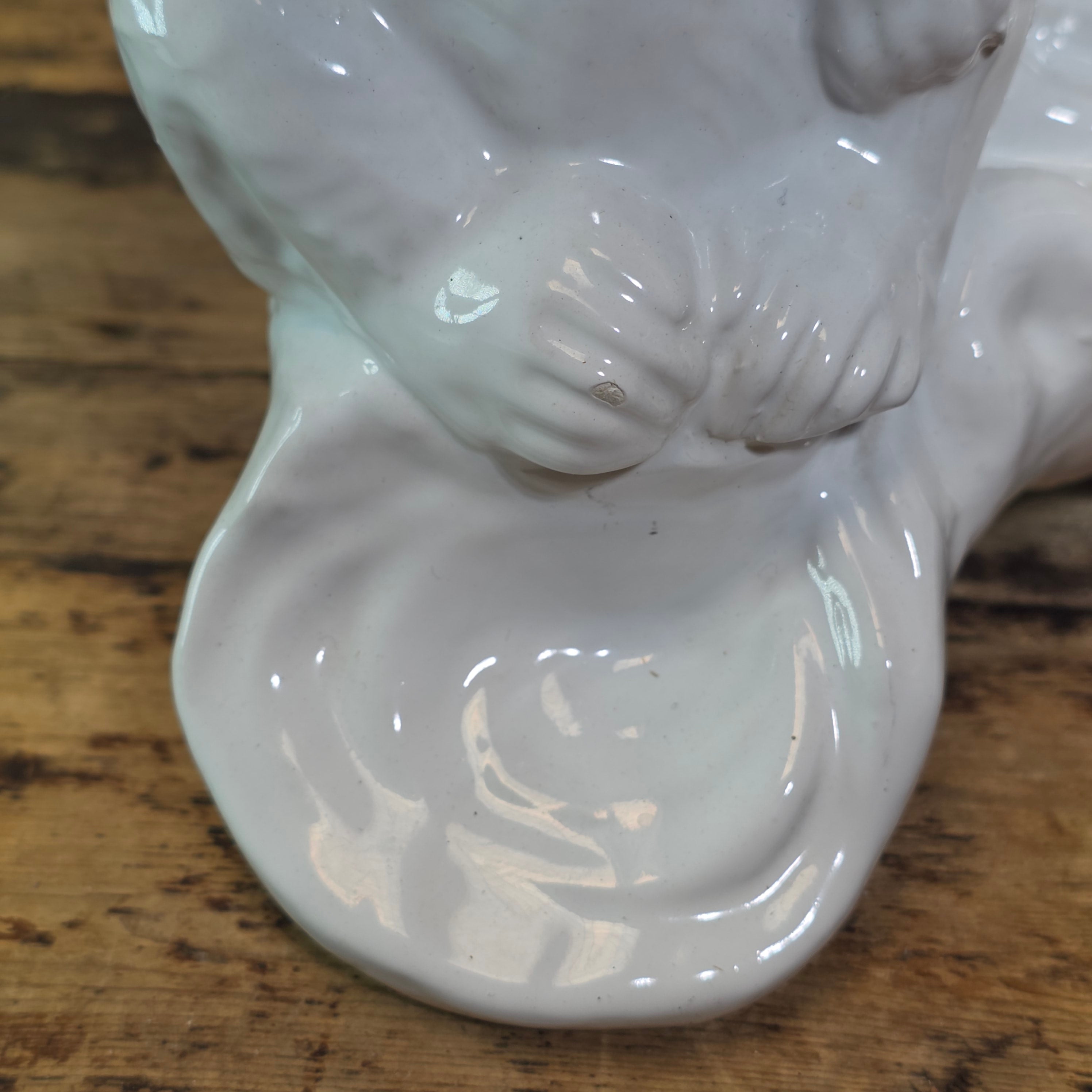 Vintage Italy White Ceramic Three Wise Monkeys Statue Hollywood Regency MCM