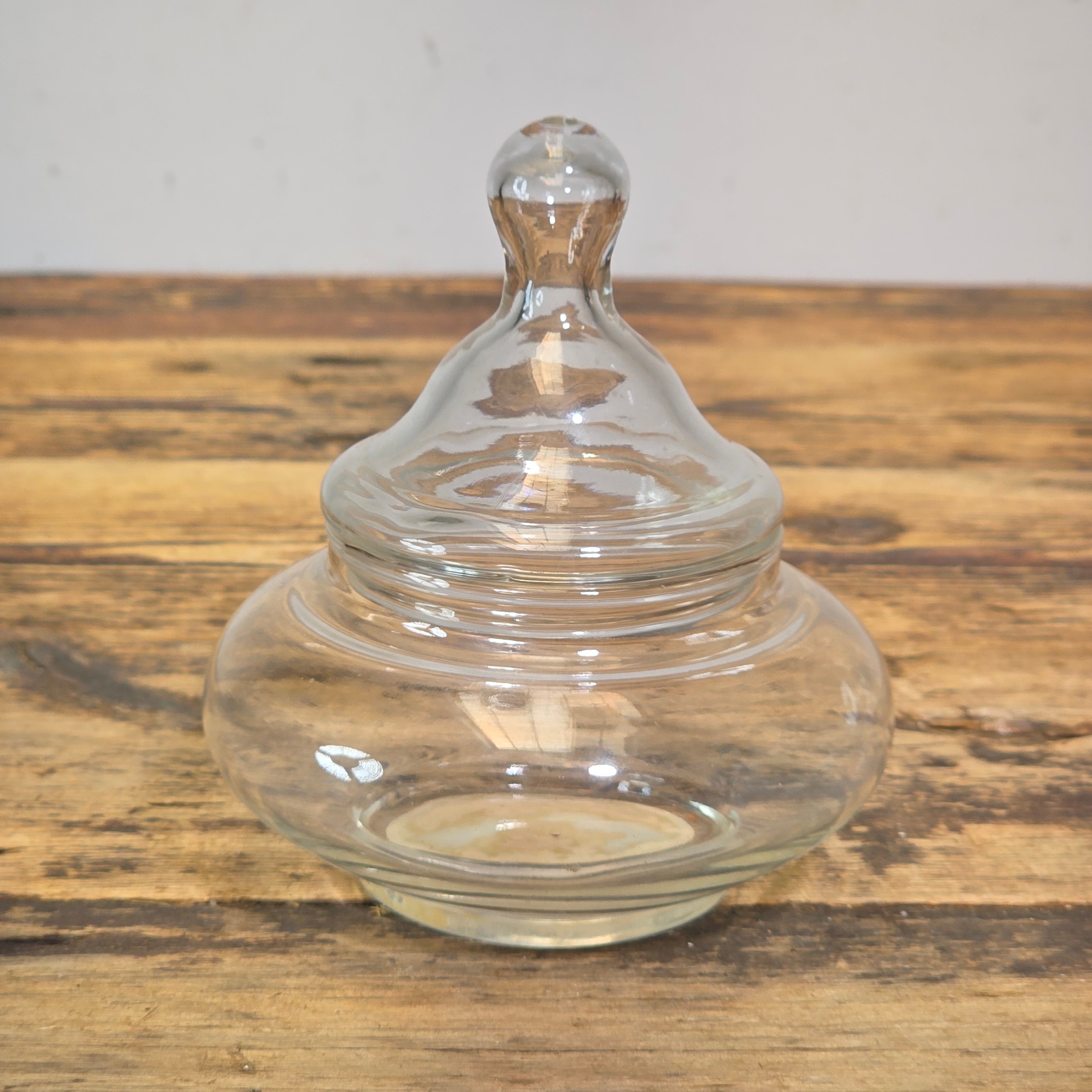 Vintage Tru Scent Glass Floral Bowl Jar Potpourri Candy Dish Apothecary Lid 5"