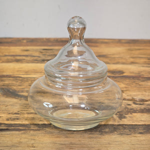 Vintage Tru Scent Glass Floral Bowl Jar Potpourri Candy Dish Apothecary Lid 5"