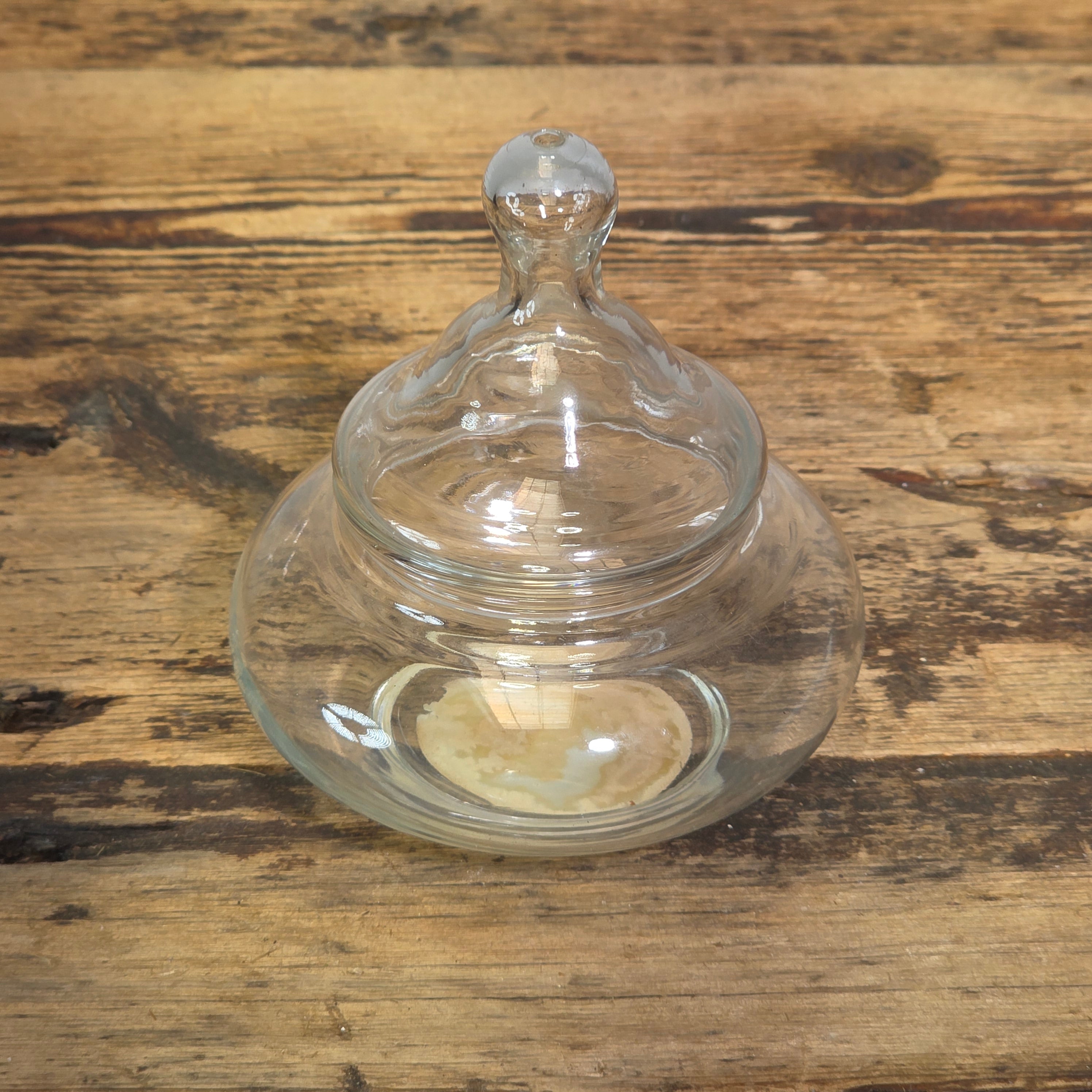 Vintage Tru Scent Glass Floral Bowl Jar Potpourri Candy Dish Apothecary Lid 5"