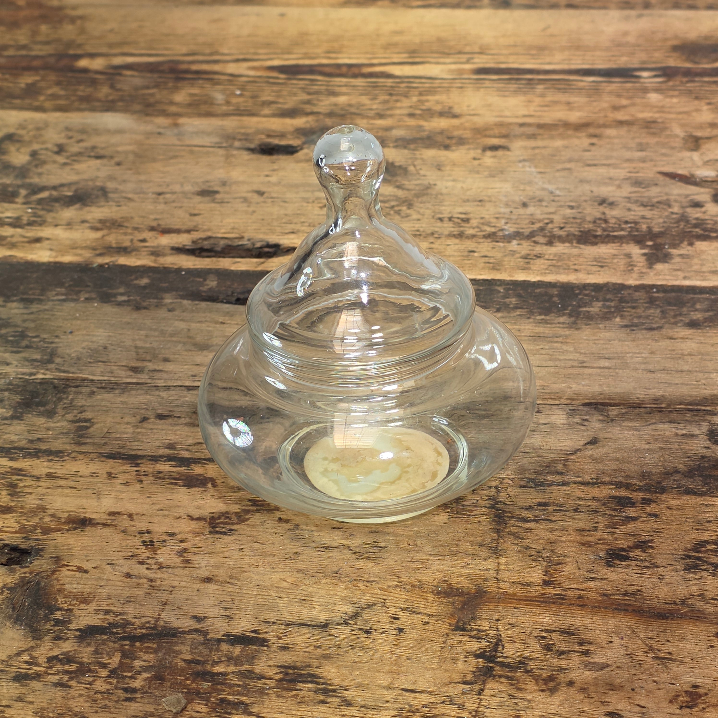 Vintage Tru Scent Glass Floral Bowl Jar Potpourri Candy Dish Apothecary Lid 5"