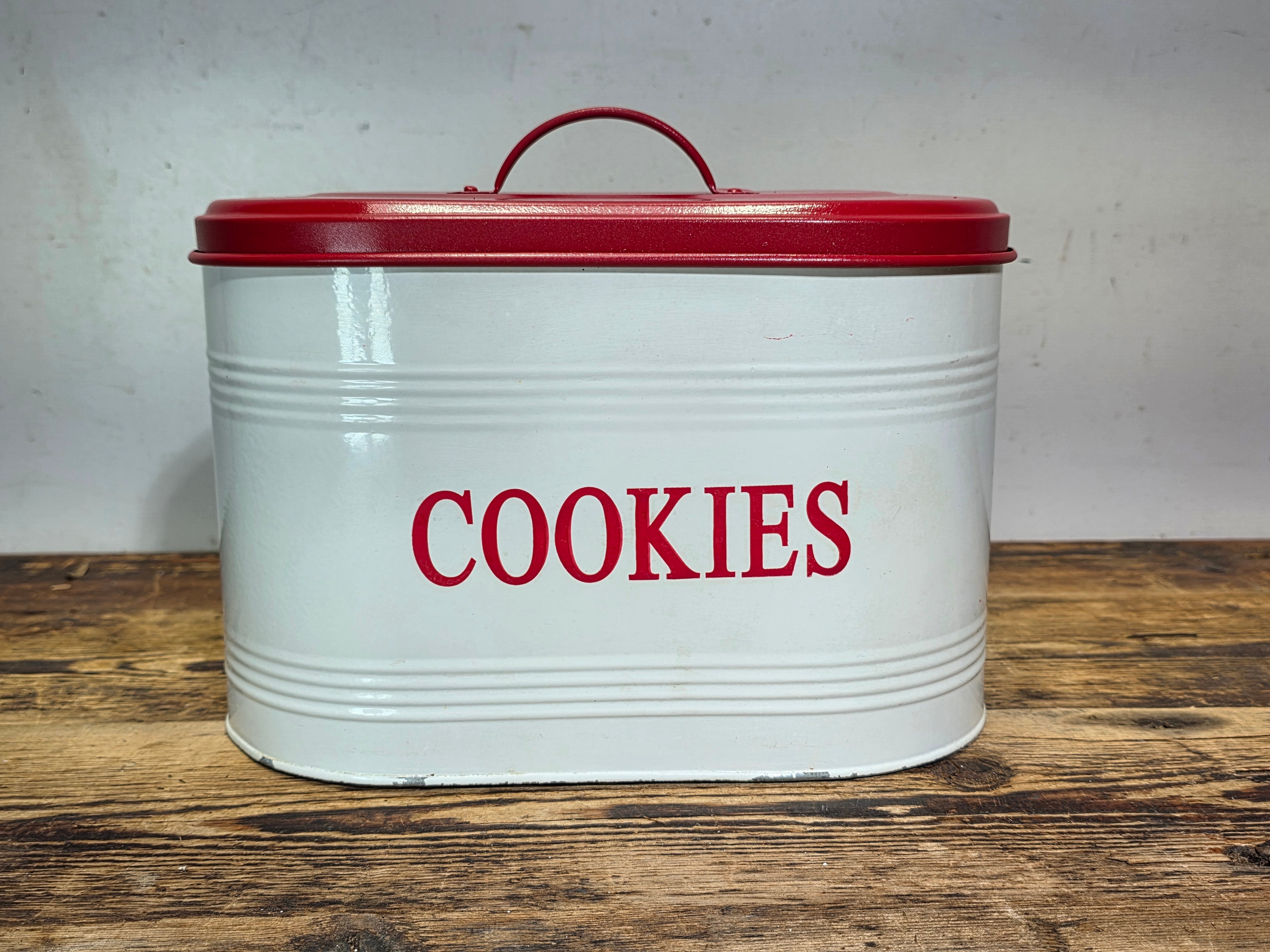 Vintage Mid-Century Metal Kitchen Canister 3-Piece Set - Bread, Cookies & Coffee