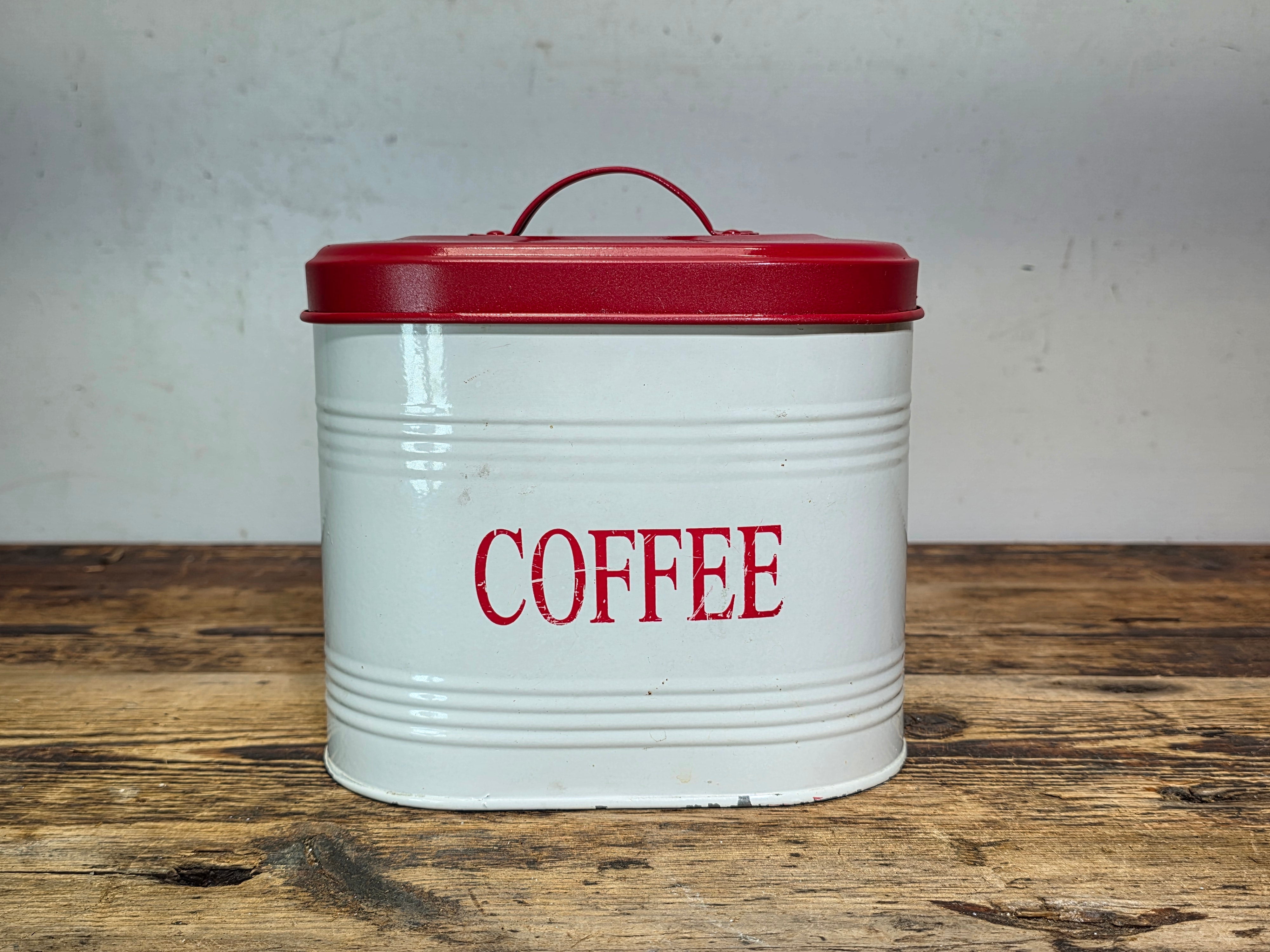Vintage Mid-Century Metal Kitchen Canister 3-Piece Set - Bread, Cookies & Coffee