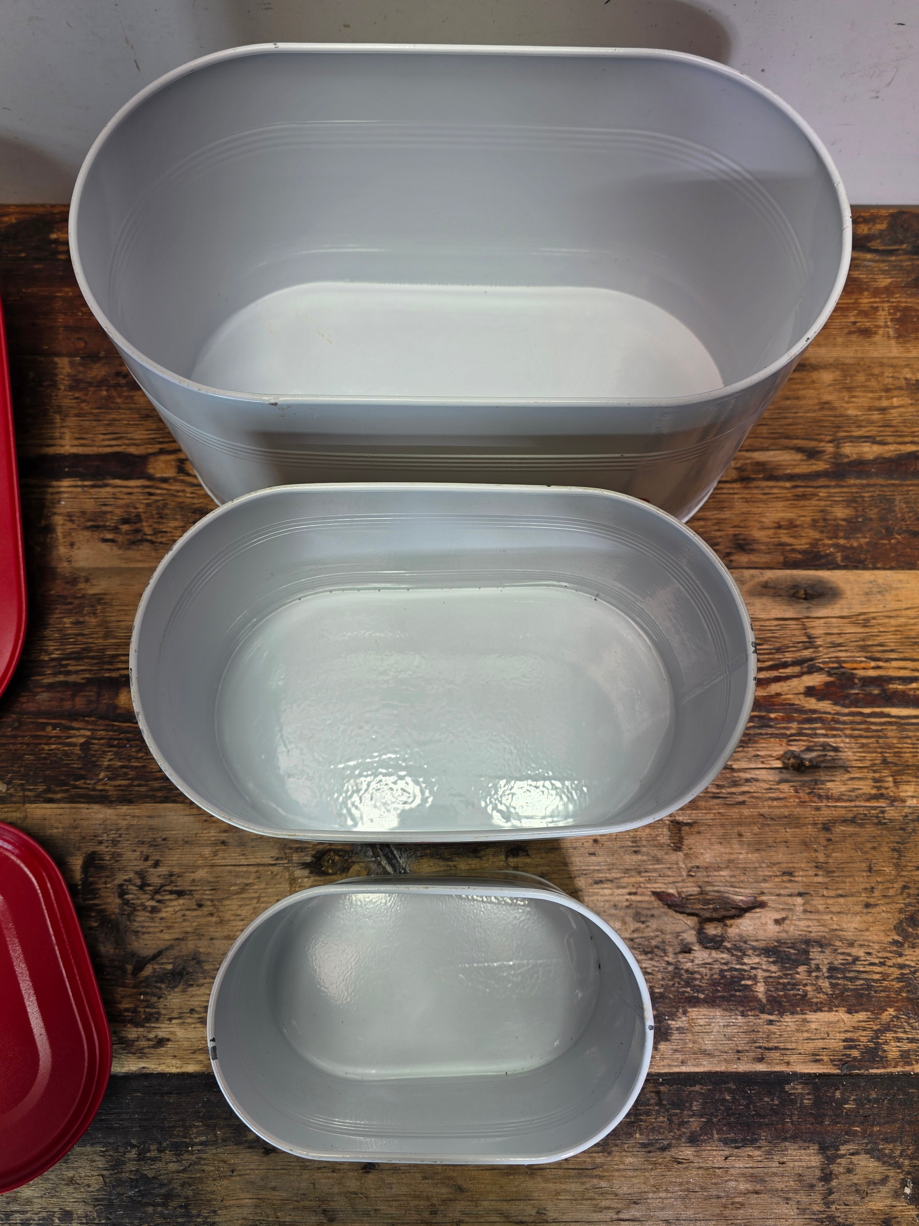 Vintage Mid-Century Metal Kitchen Canister 3-Piece Set - Bread, Cookies & Coffee