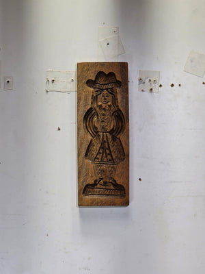 Vintage Dutch Speculaas Mold Wood Cookie Press Girl Woman Figural Wall Plaque 13"
