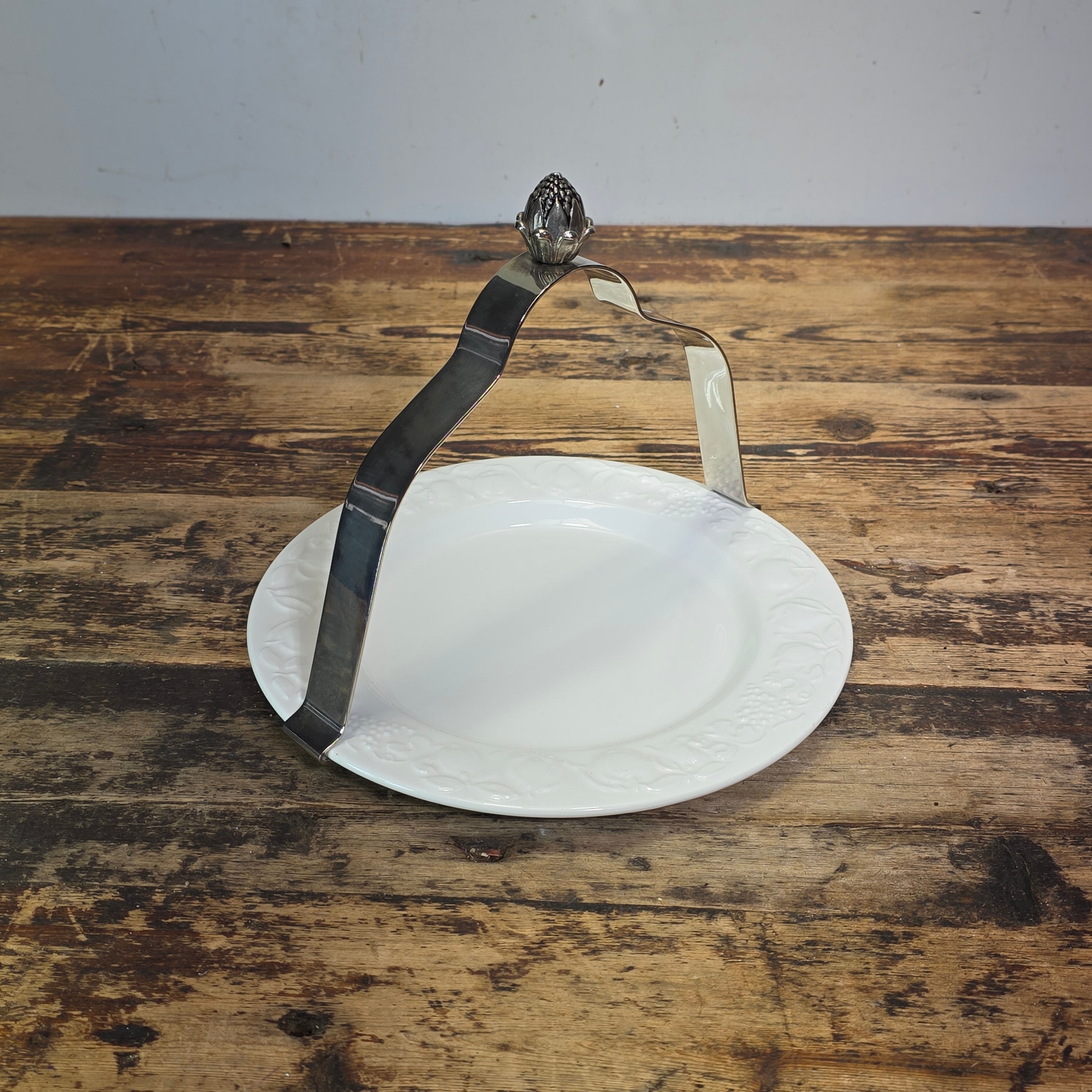 Vintage Franco Giorgi Quadrifoglio Italy Embossed Fruit Handle Serving Plate