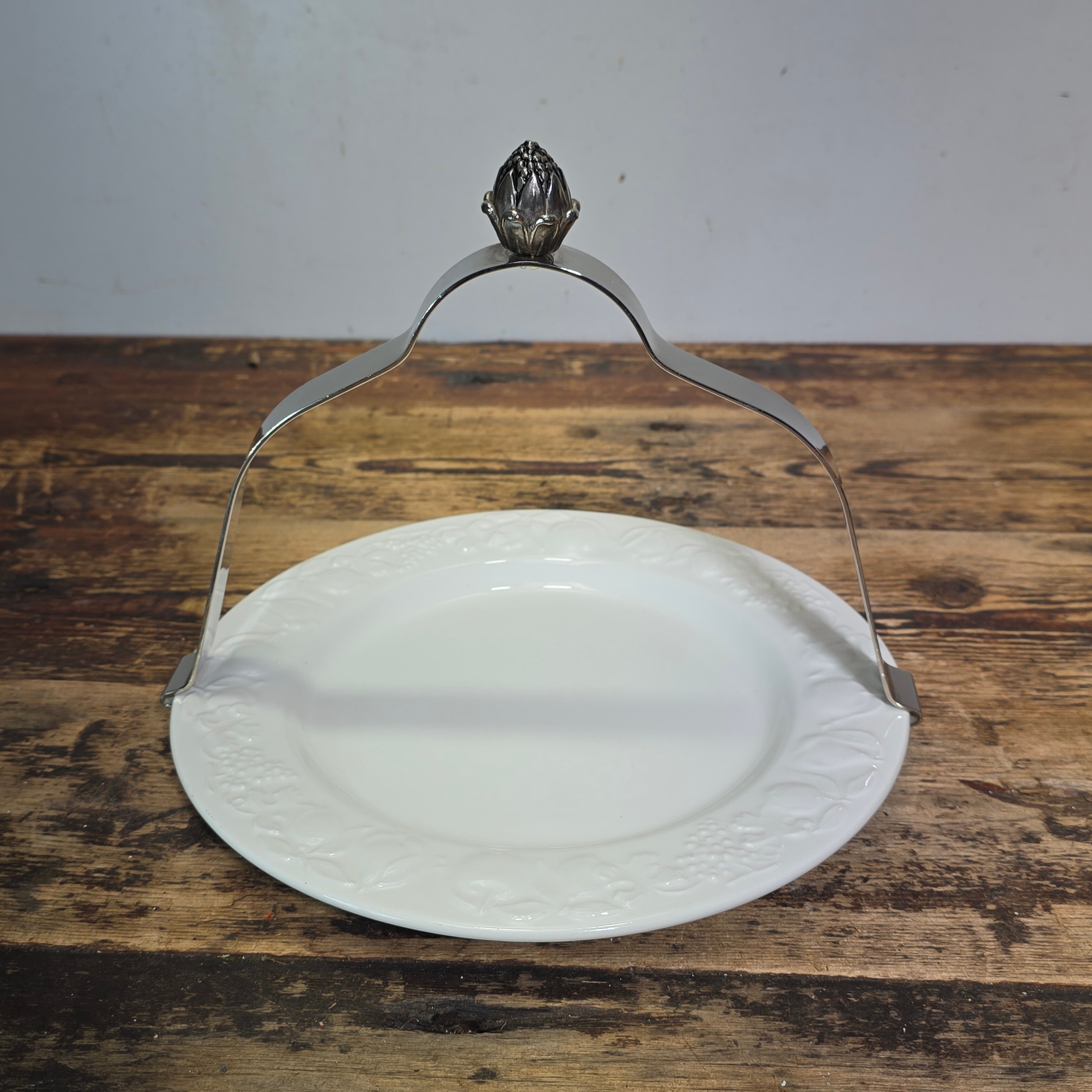 Vintage Franco Giorgi Quadrifoglio Italy Embossed Fruit Handle Serving Plate
