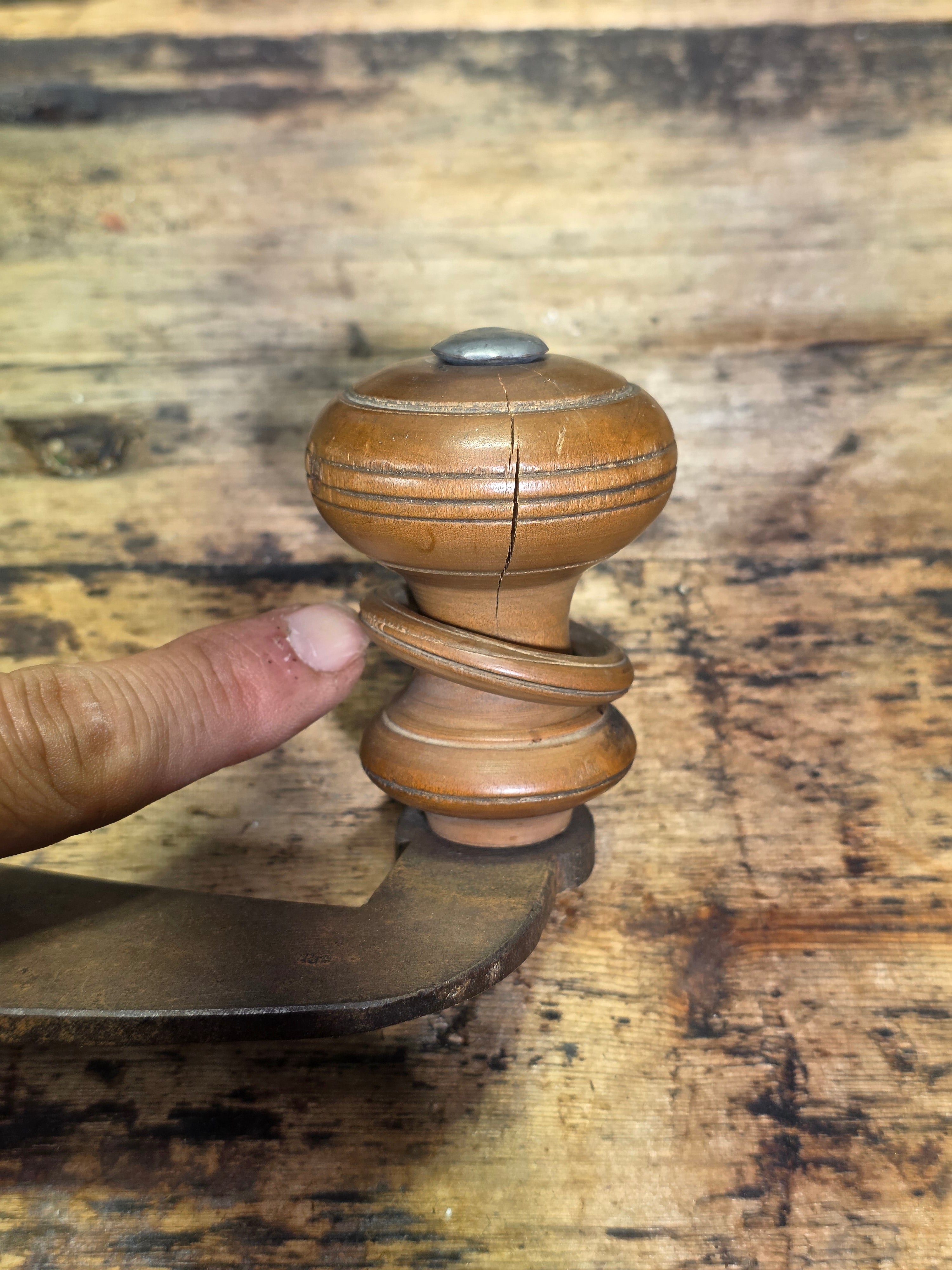 Museum Antique Ottoman Turkish Coffee Grinder Large Wooden Inlay Bird Mill 19th