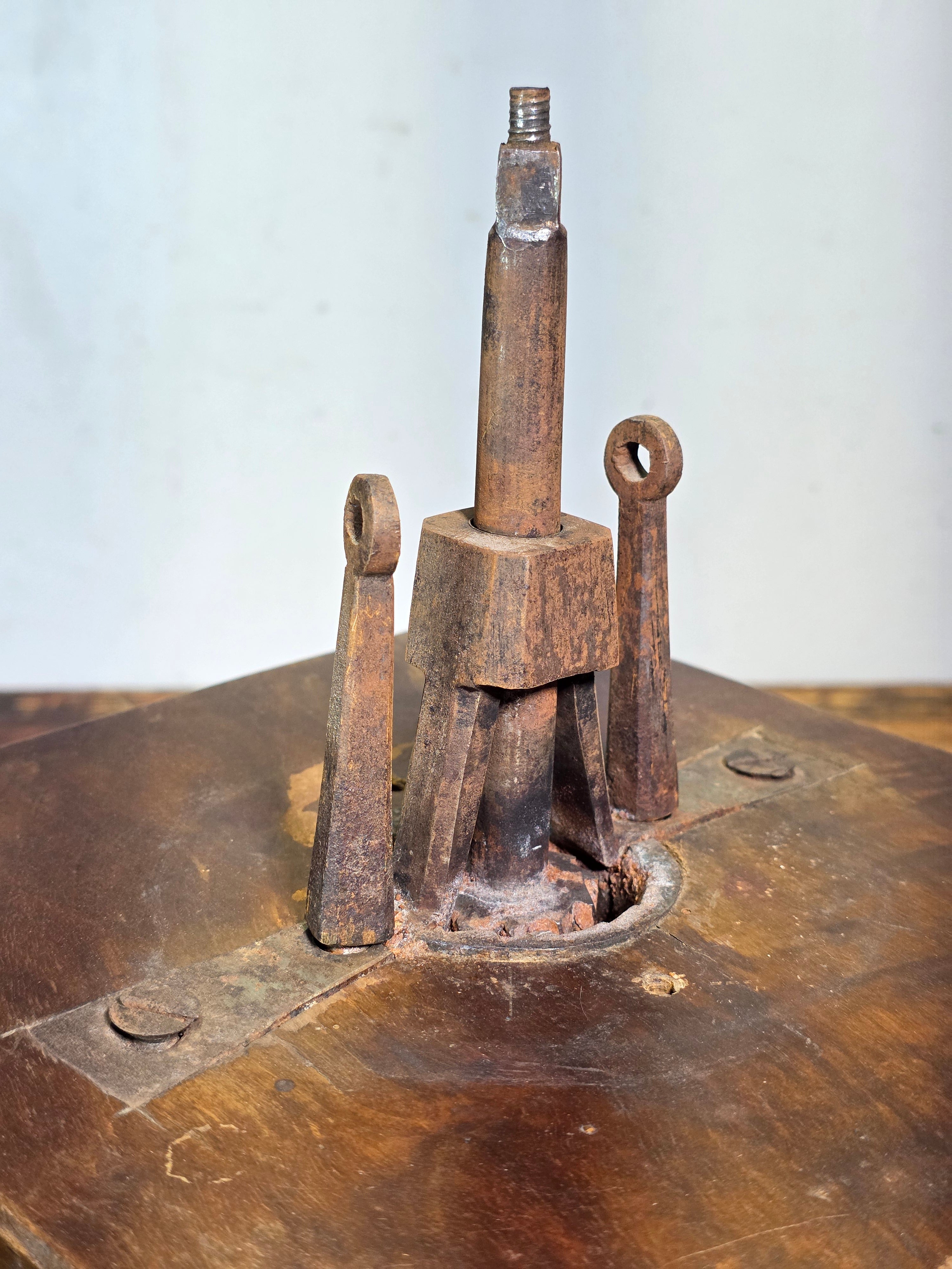Museum Antique Ottoman Turkish Coffee Grinder Large Wooden Inlay Bird Mill 19th