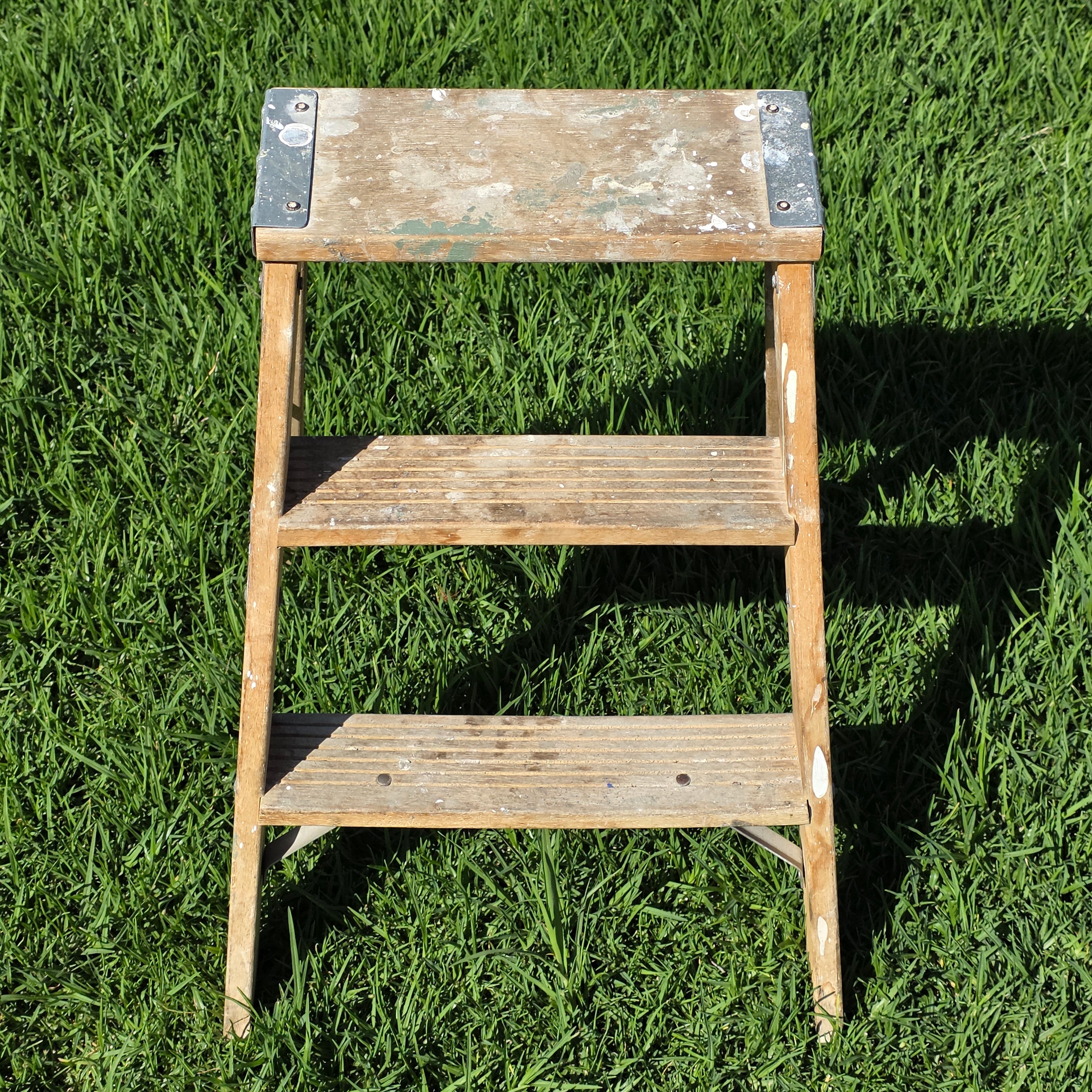 Vintage Keller Wooden Step Stool Ladder 2 Step Rustic Plant Stand Americana