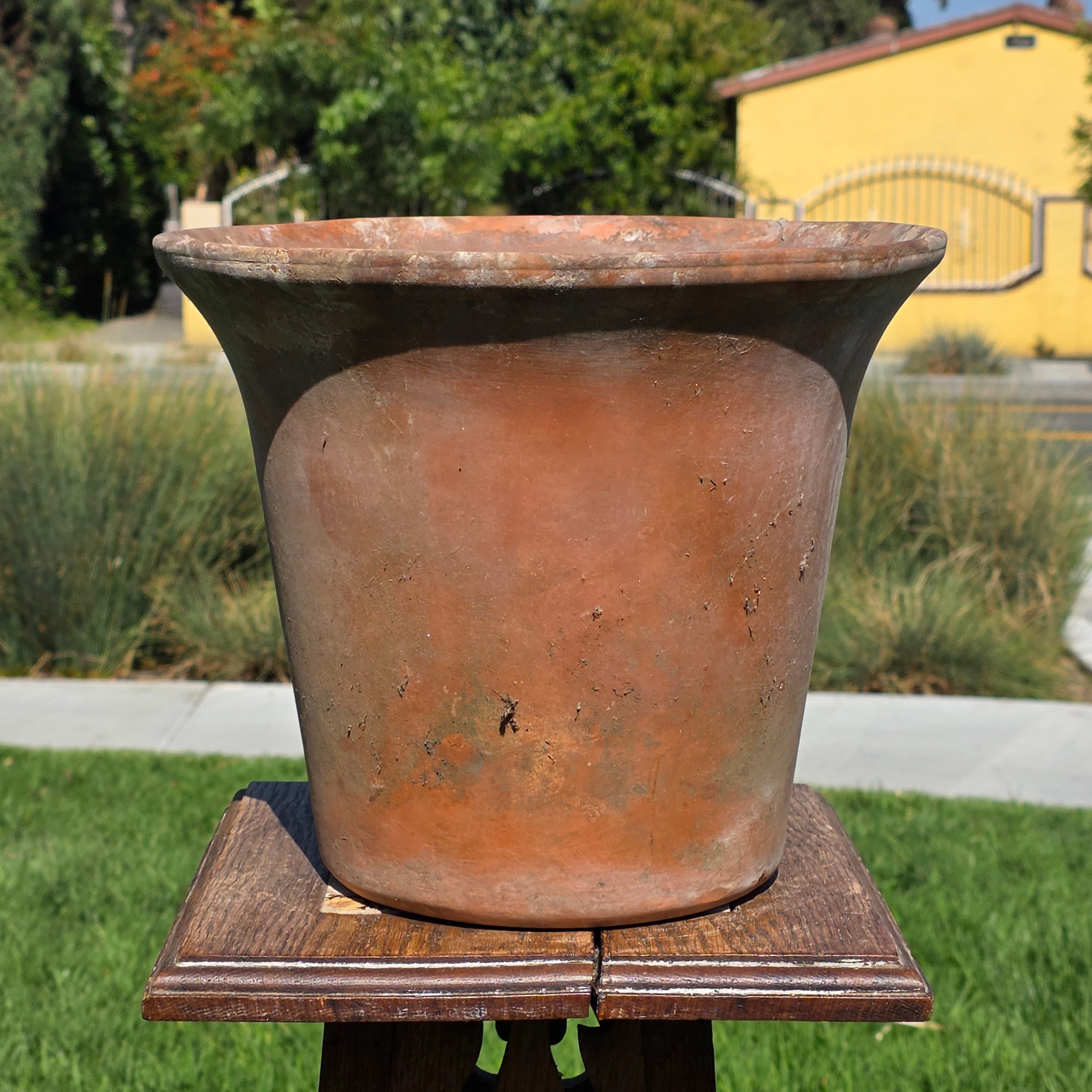 Vintage Terracotta Garden Planter Pot Weathered Flower Plant Tapered Rim 11"