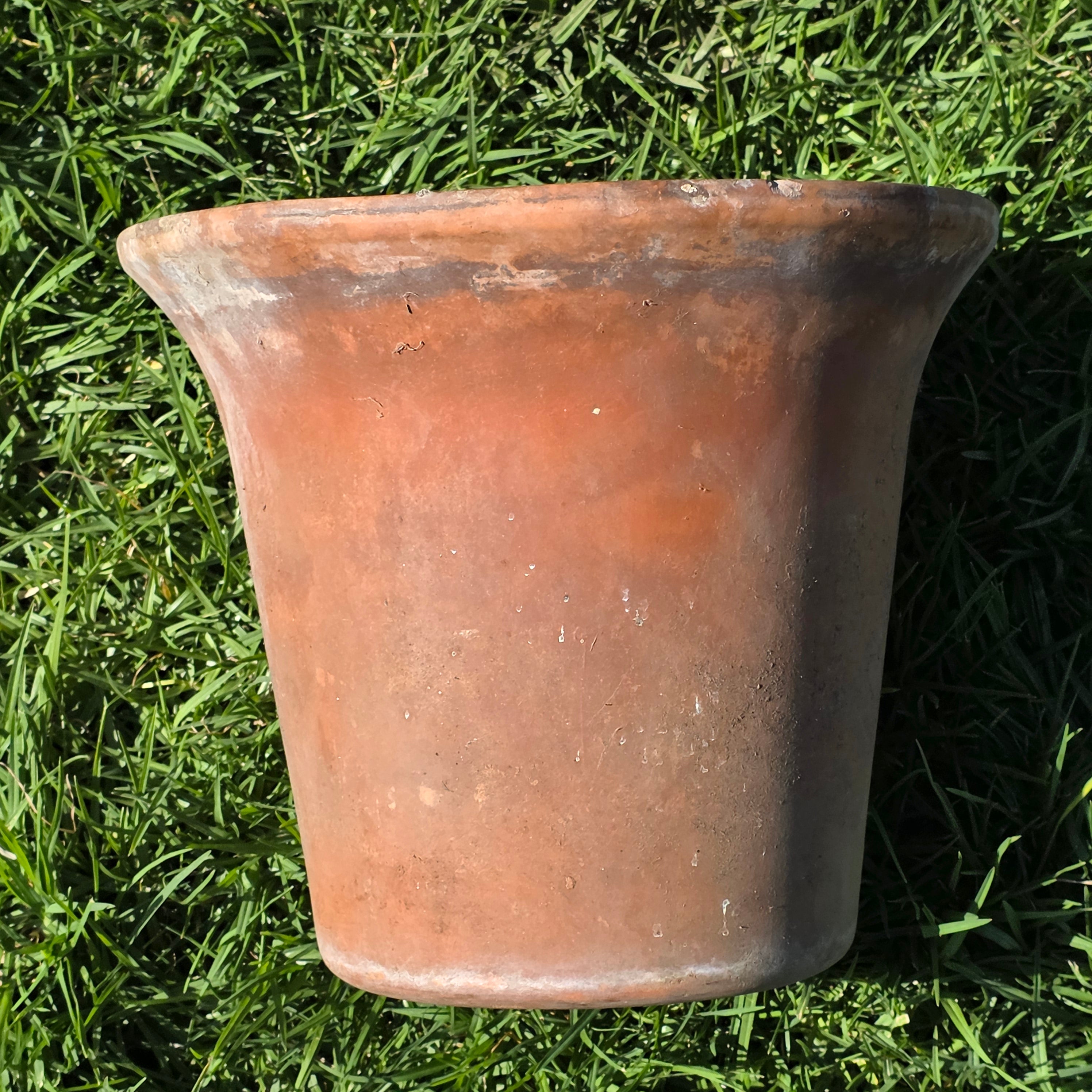 Vintage Terracotta Garden Planter Pot Weathered Flower Plant Tapered Rim 11"