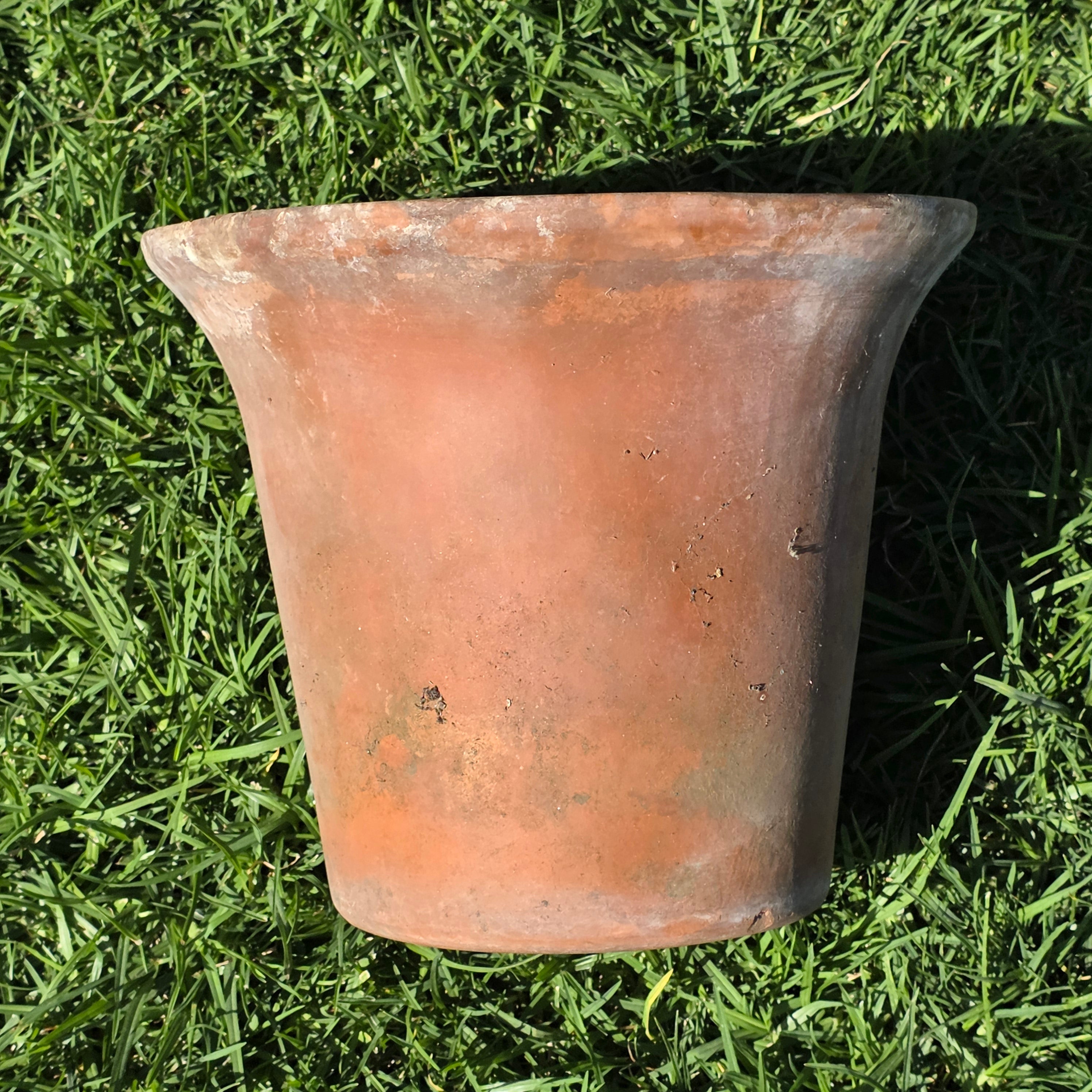 Vintage Terracotta Garden Planter Pot Weathered Flower Plant Tapered Rim 11"